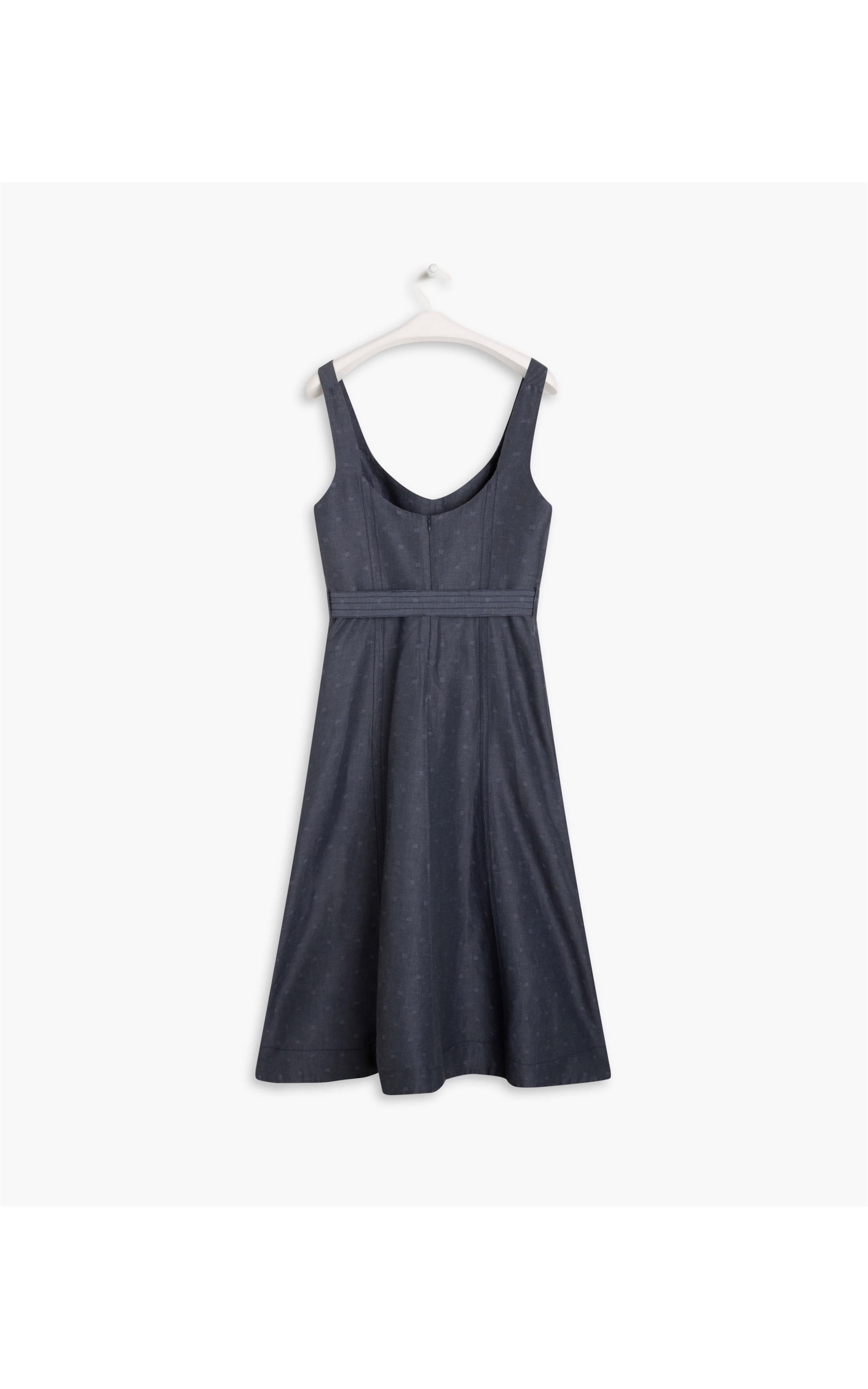 Vestido Linho  Gemma Jacquard Azul Bic