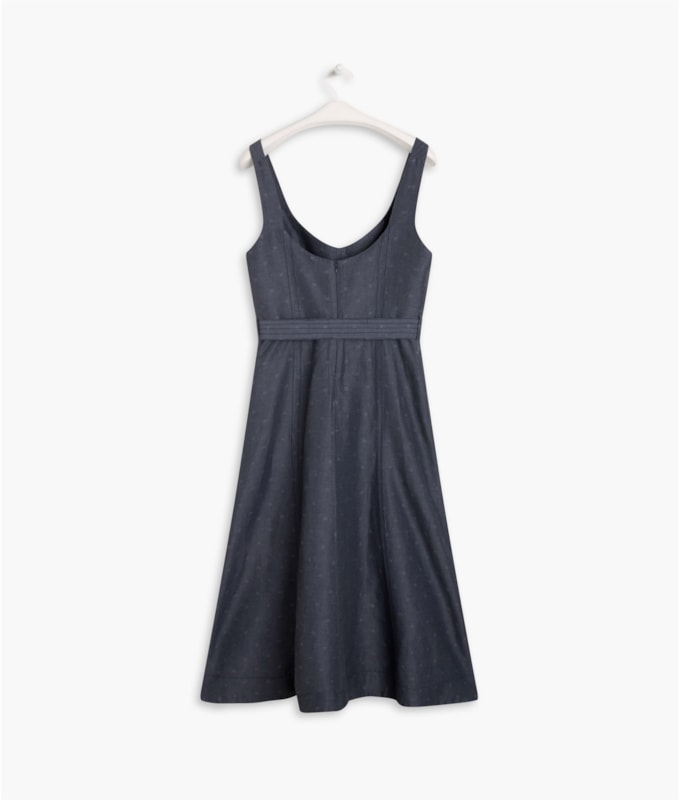 Vestido Linho  Gemma Jacquard Azul Bic