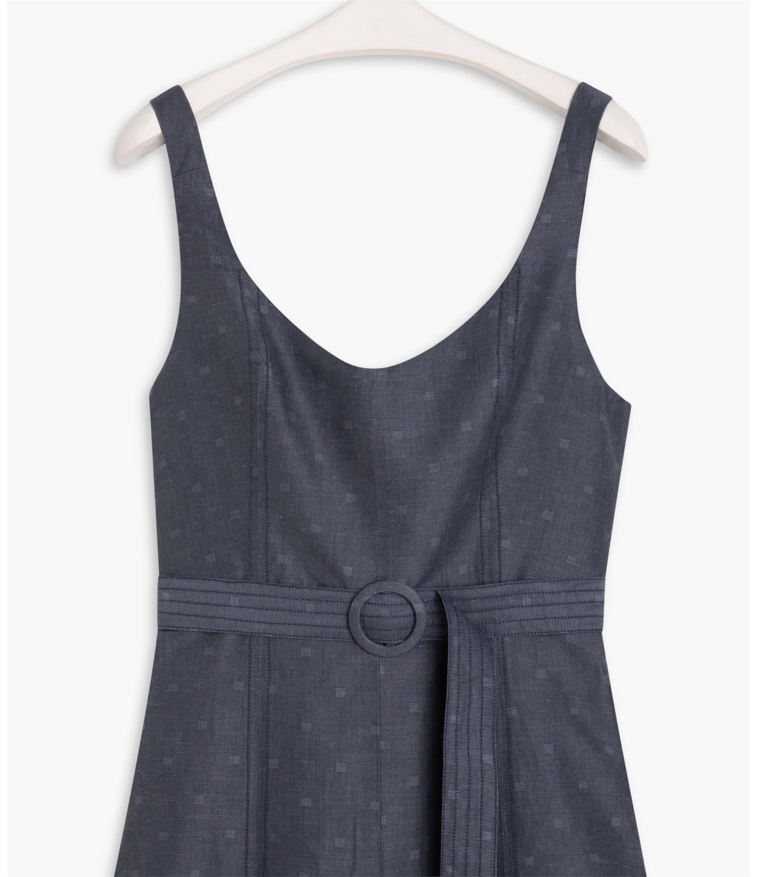 Vestido Linho  Gemma Jacquard Azul Bic