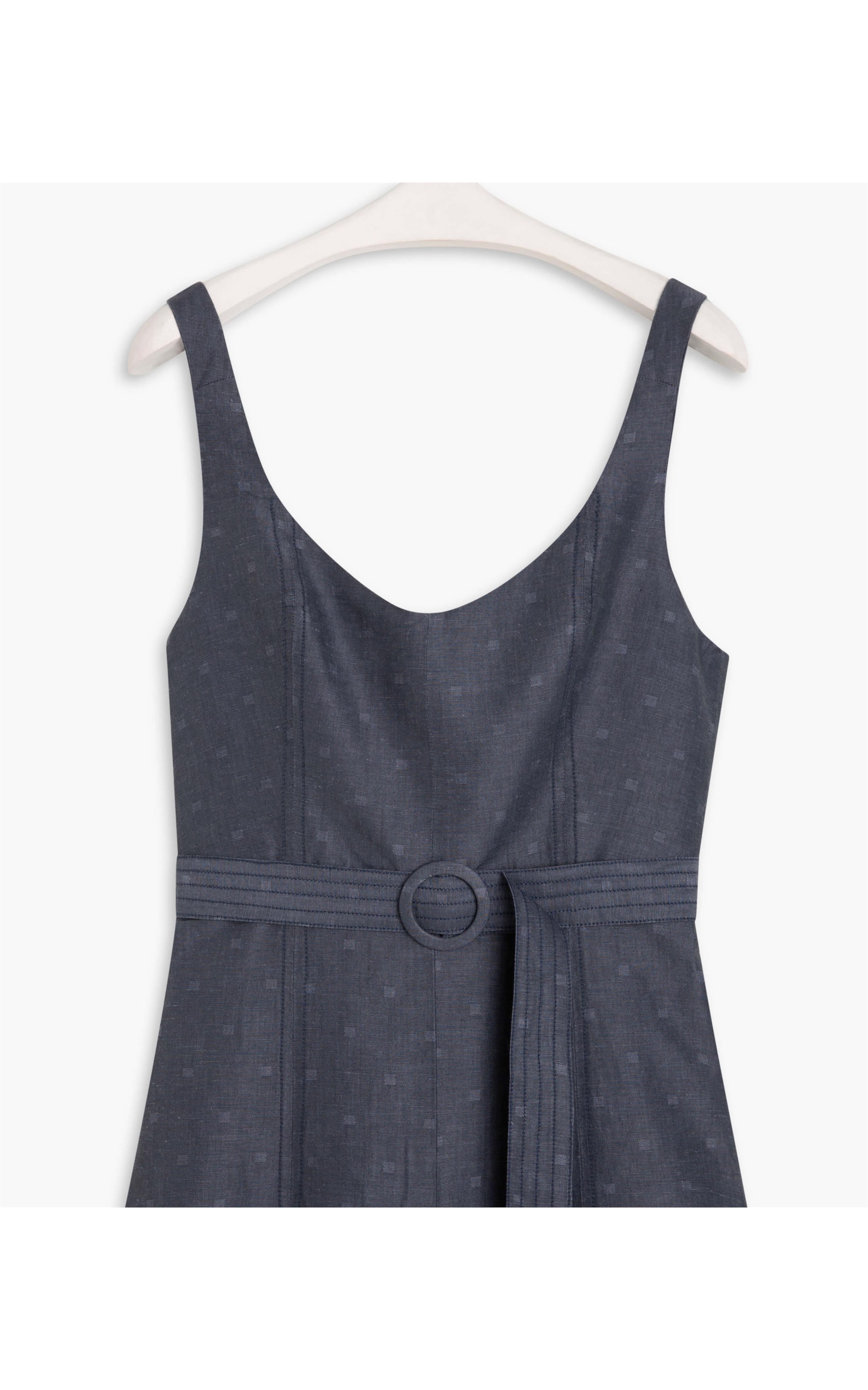 Vestido Linho  Gemma Jacquard Azul Bic