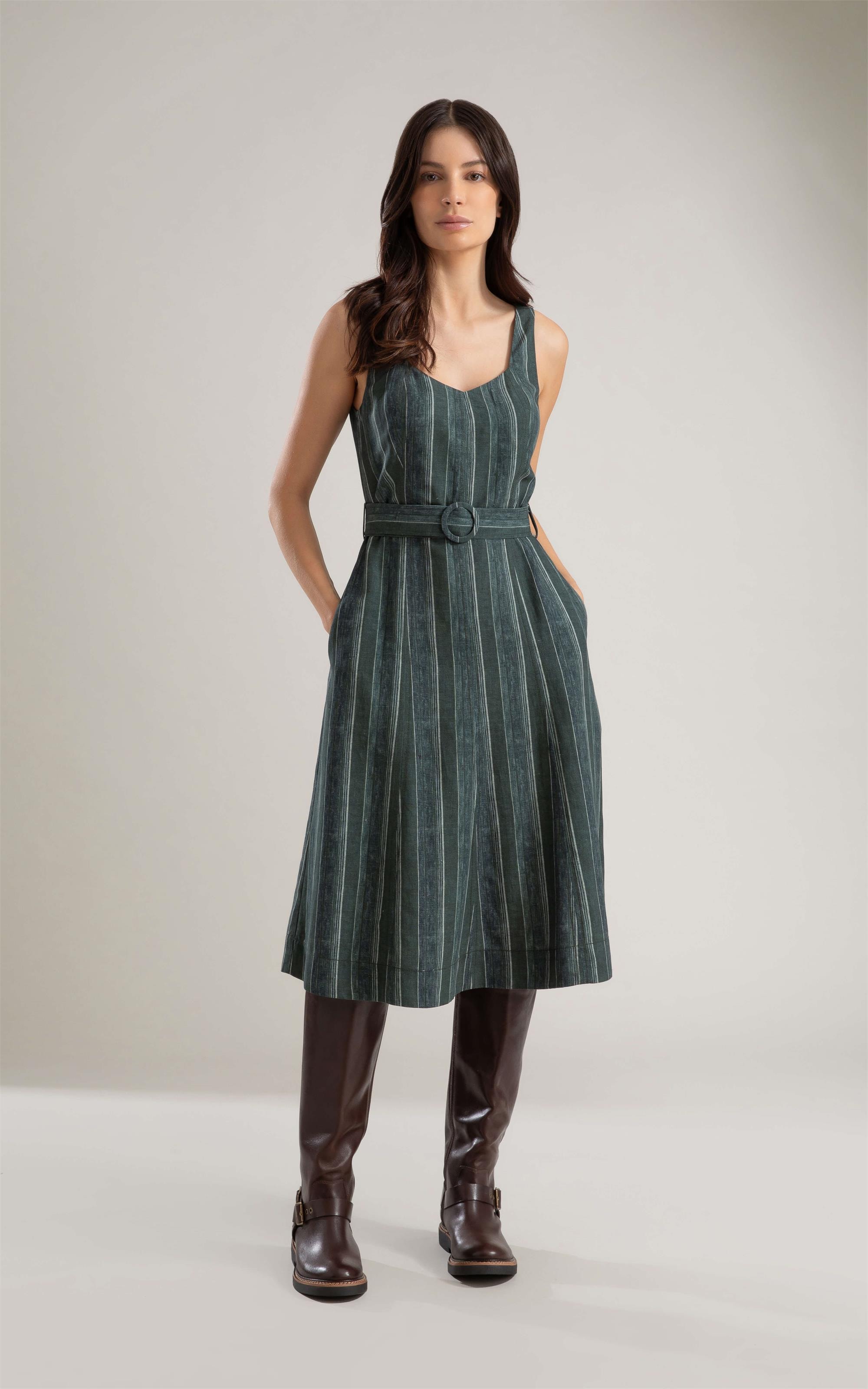 Vestido Linho  Gemma  Listrado Bottle