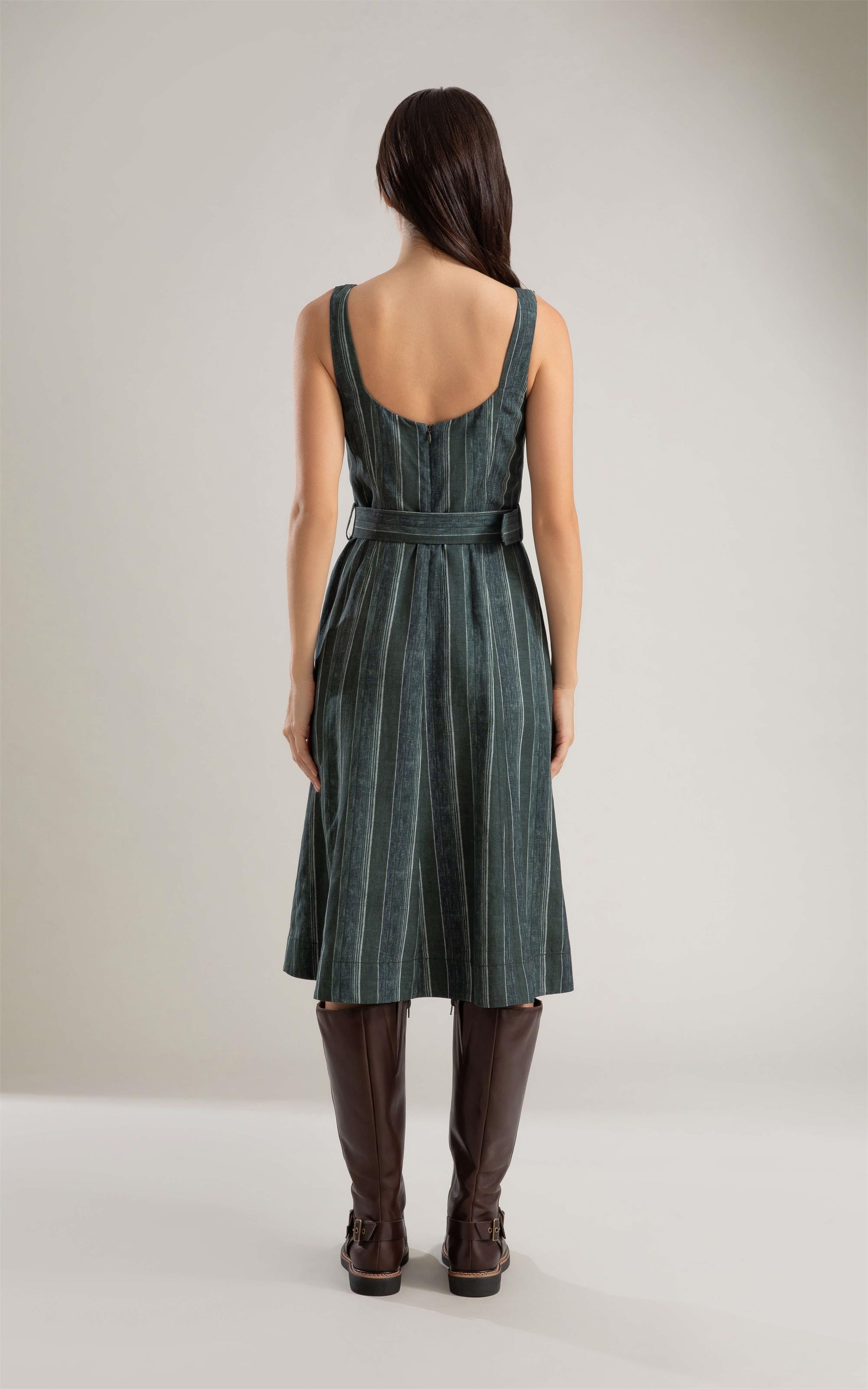 Vestido Linho  Gemma  Listrado Bottle