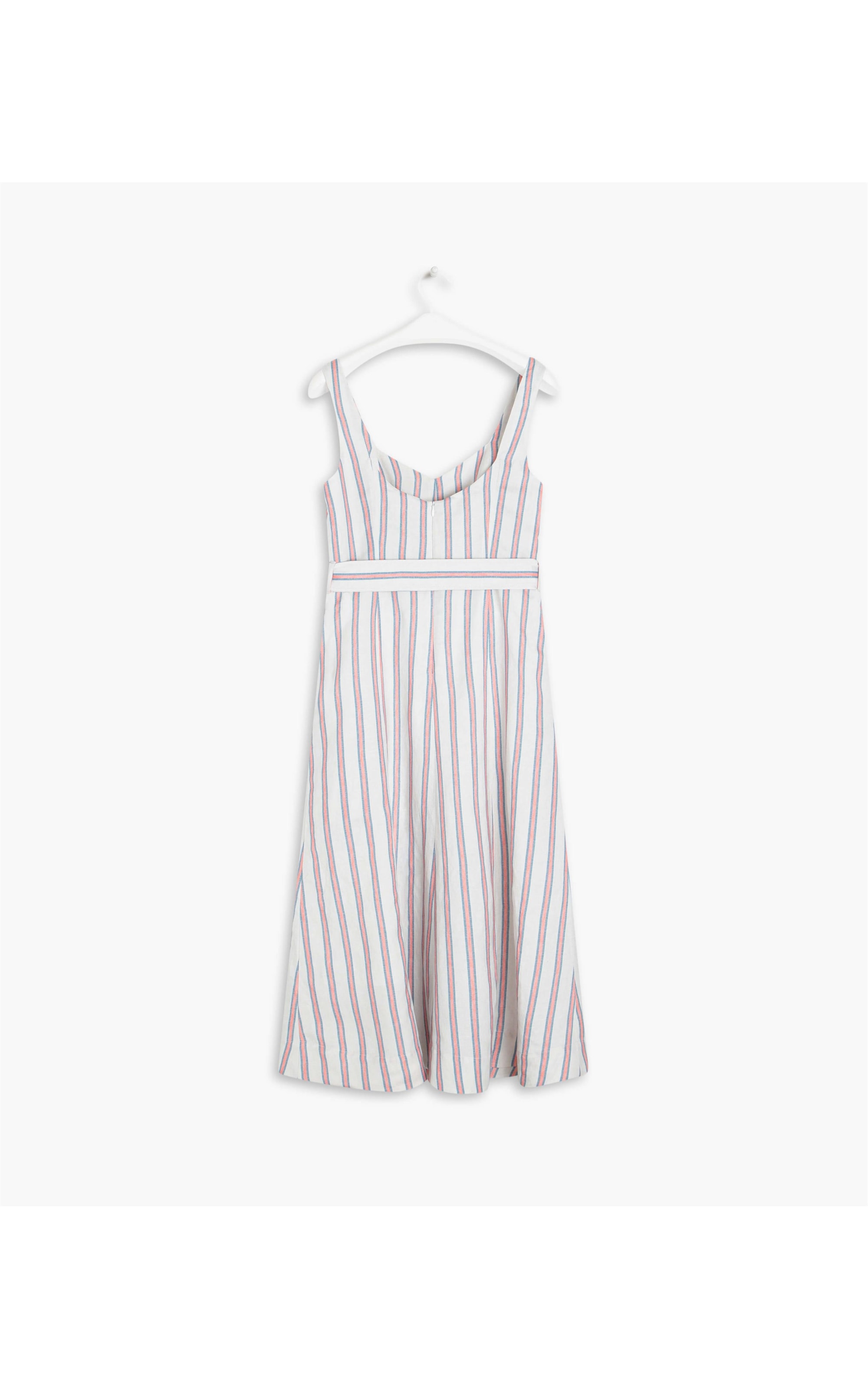 Vestido Linho  Gemma  Listrado Coral