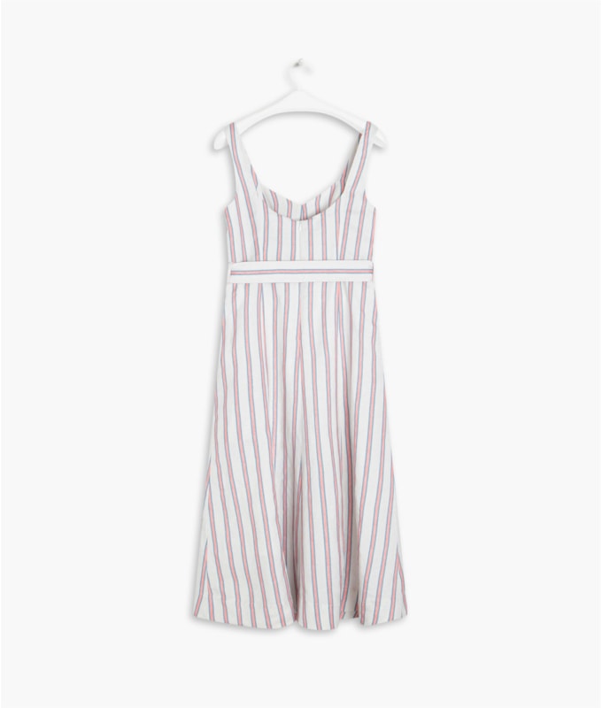 Vestido Linho  Gemma  Listrado Coral
