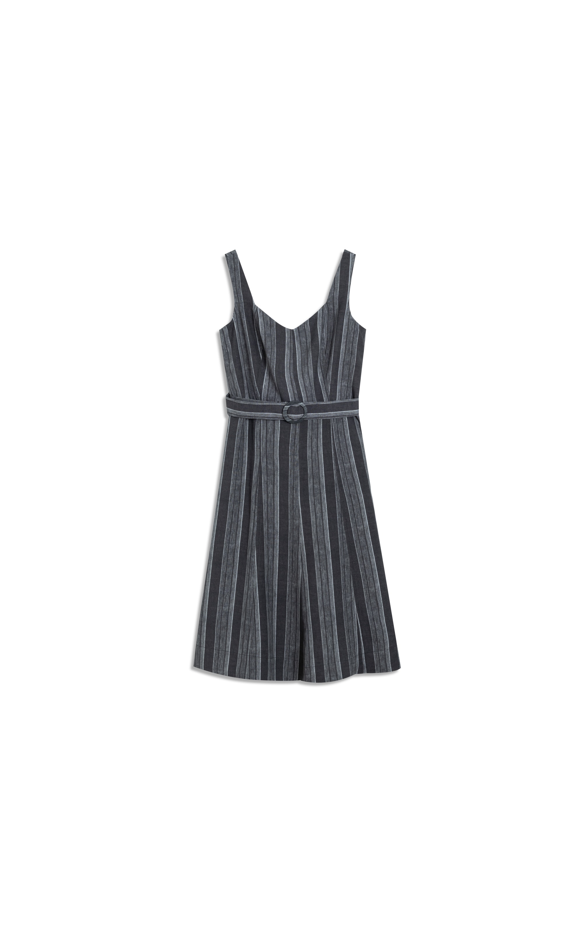 Vestido Linho  Gemma  Listrado Preto