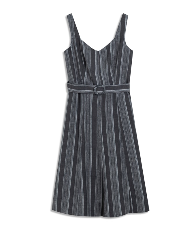 Vestido Linho  Gemma  Listrado Preto