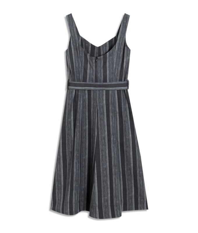 Vestido Linho  Gemma  Listrado Preto