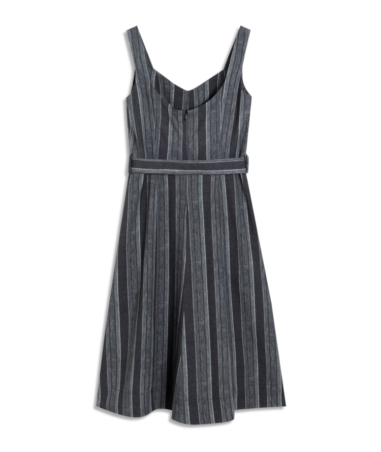 Vestido Linho  Gemma  Listrado Preto