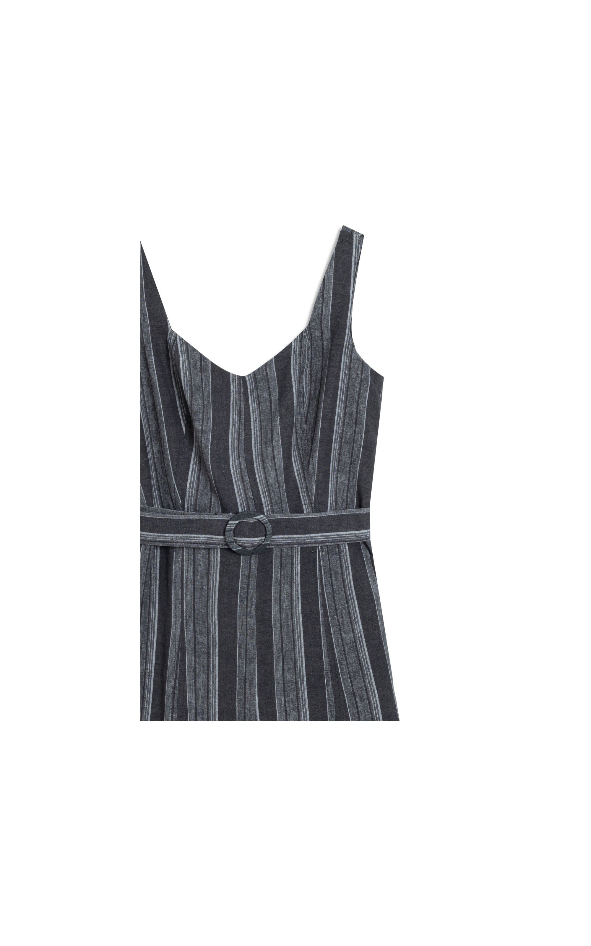Vestido Linho  Gemma  Listrado Preto