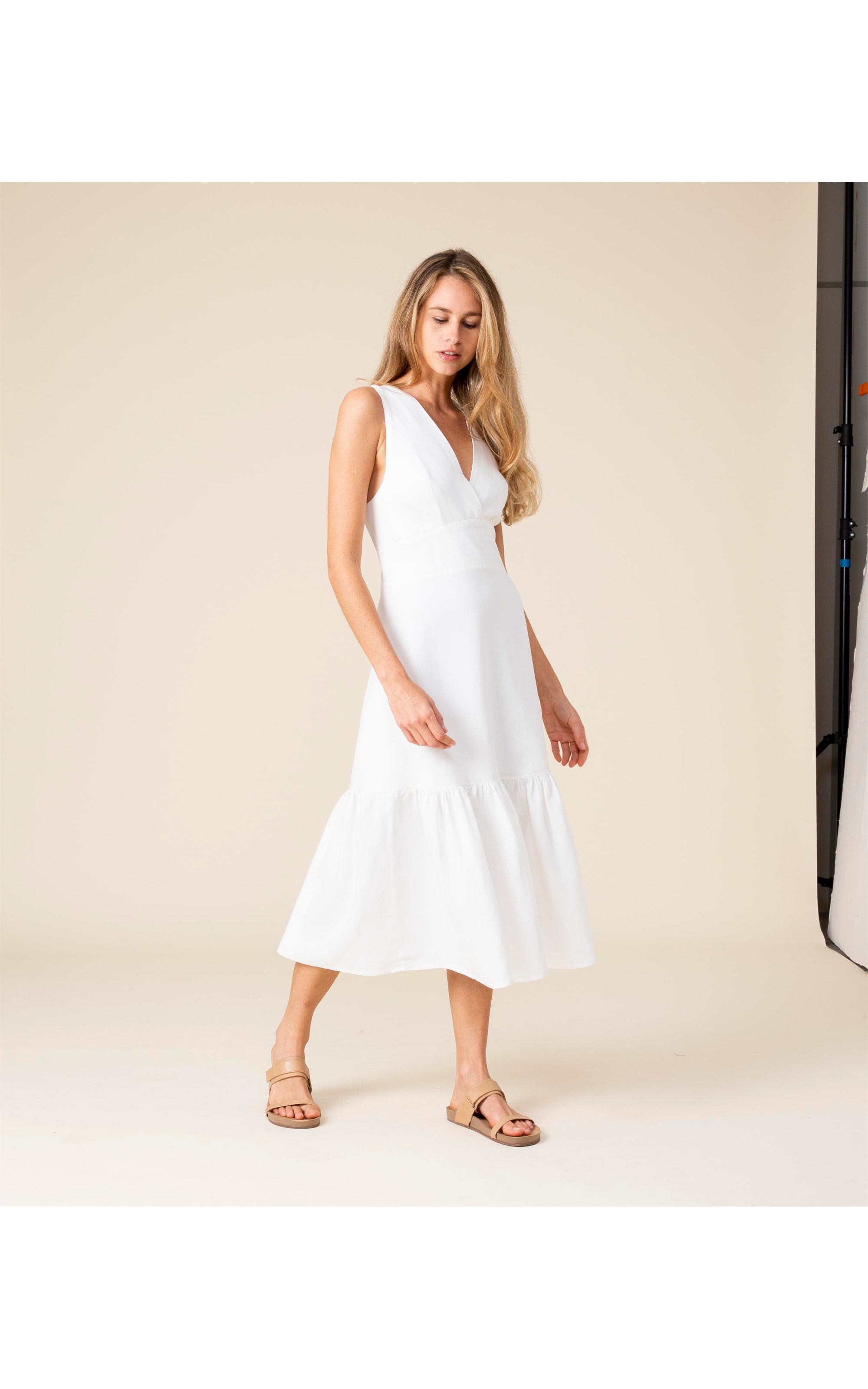 Vestido Linho  Georgia  Liso Off White