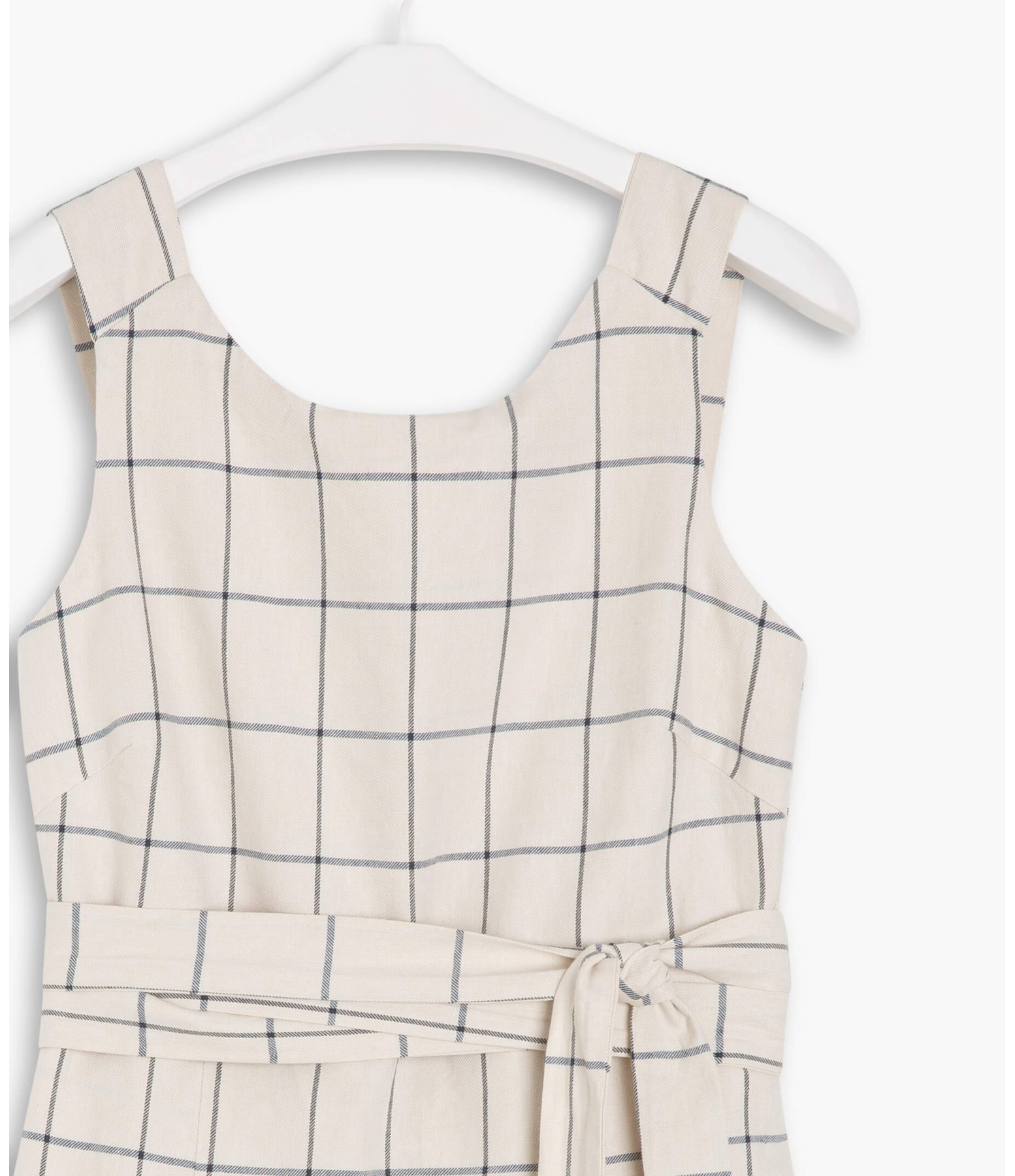 Vestido Linho  Glorinha  Ft Xadrez Camel
