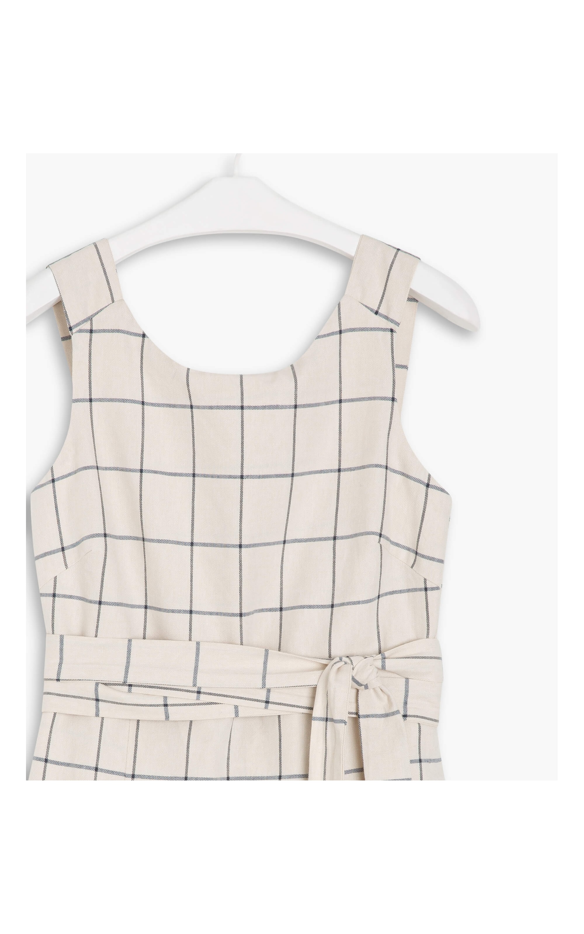 Vestido Linho  Glorinha  Ft Xadrez Camel