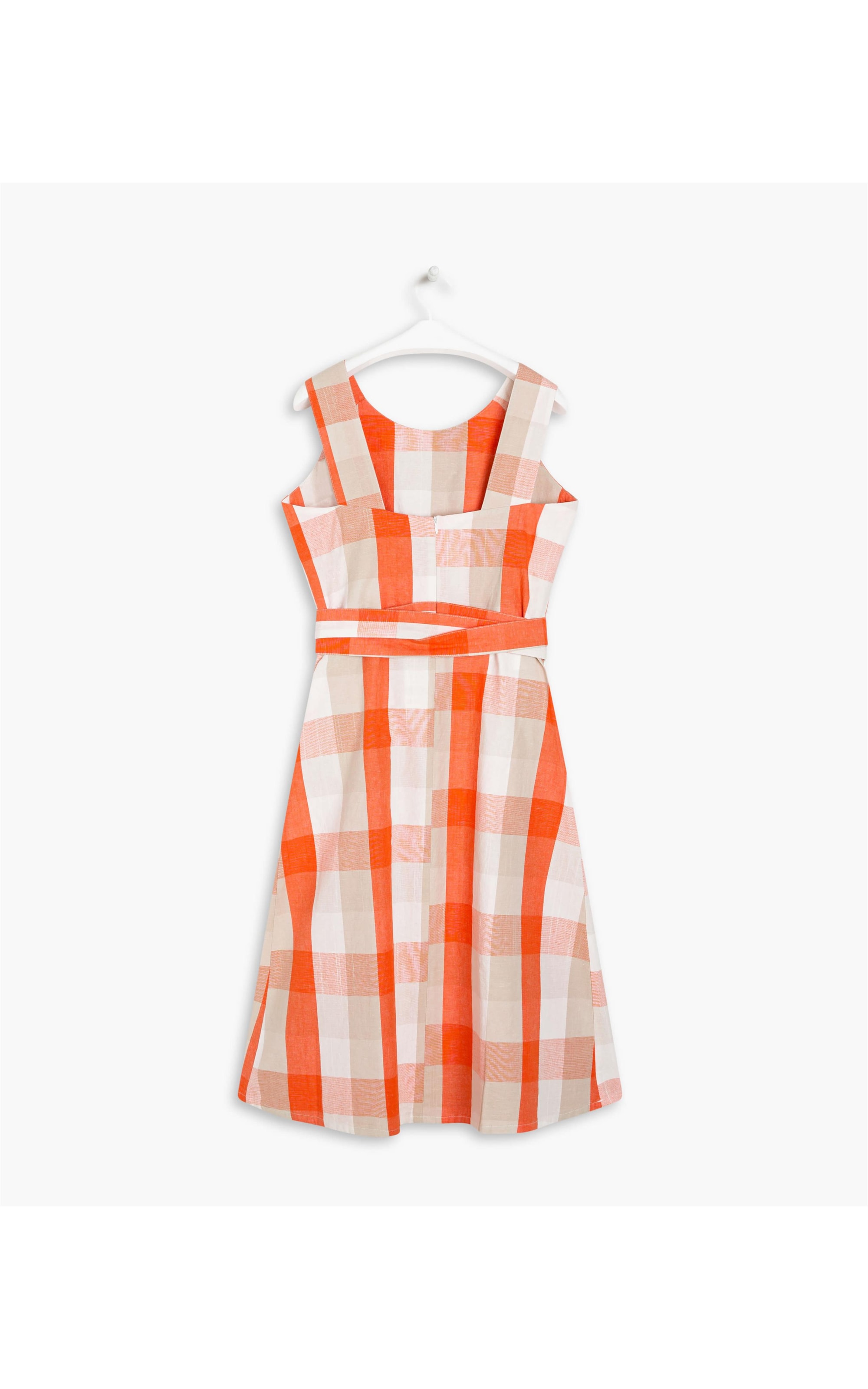 Vestido Linho  Glorinha  Ft Xadrez Vermelho