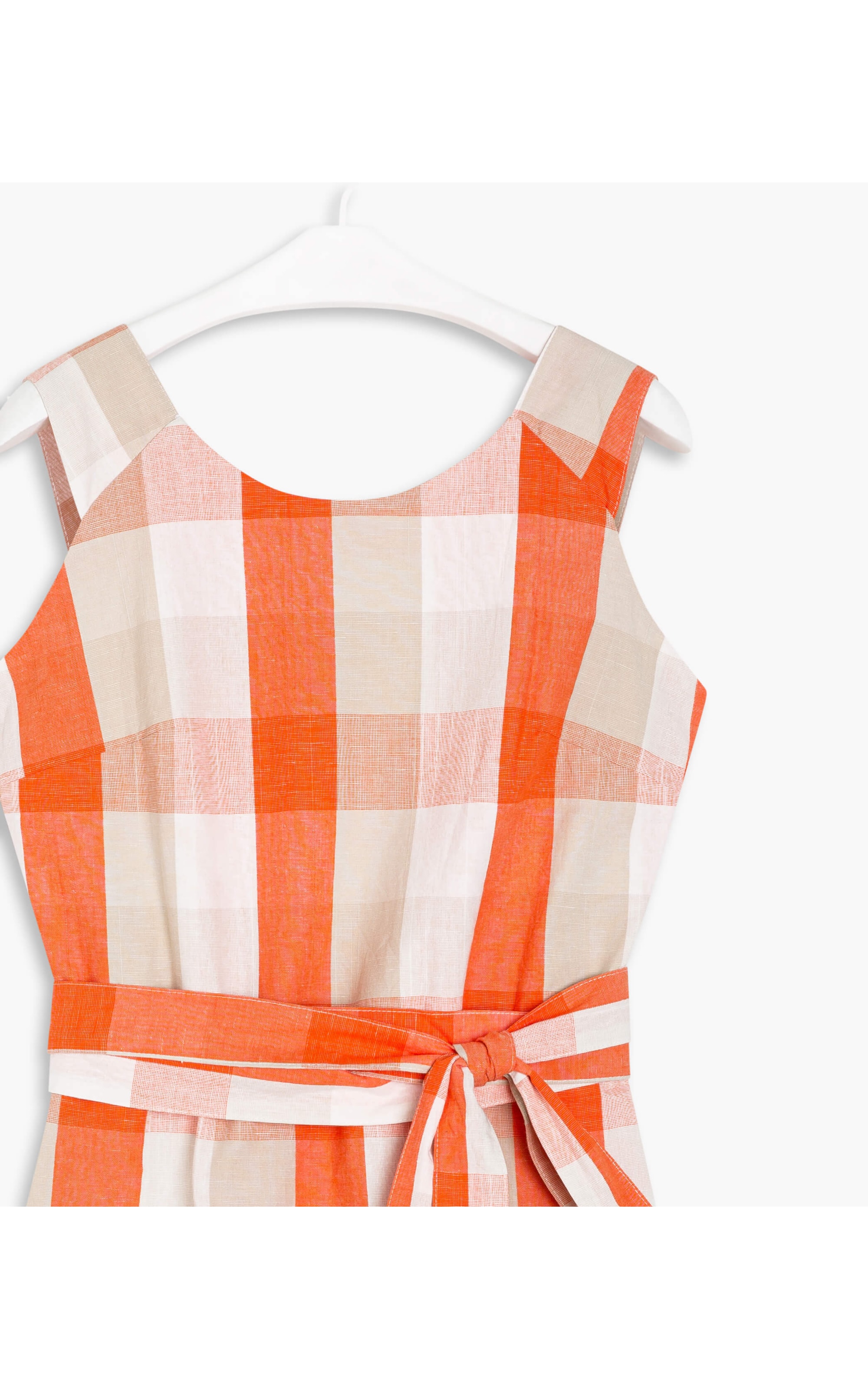 Vestido Linho  Glorinha  Ft Xadrez Vermelho
