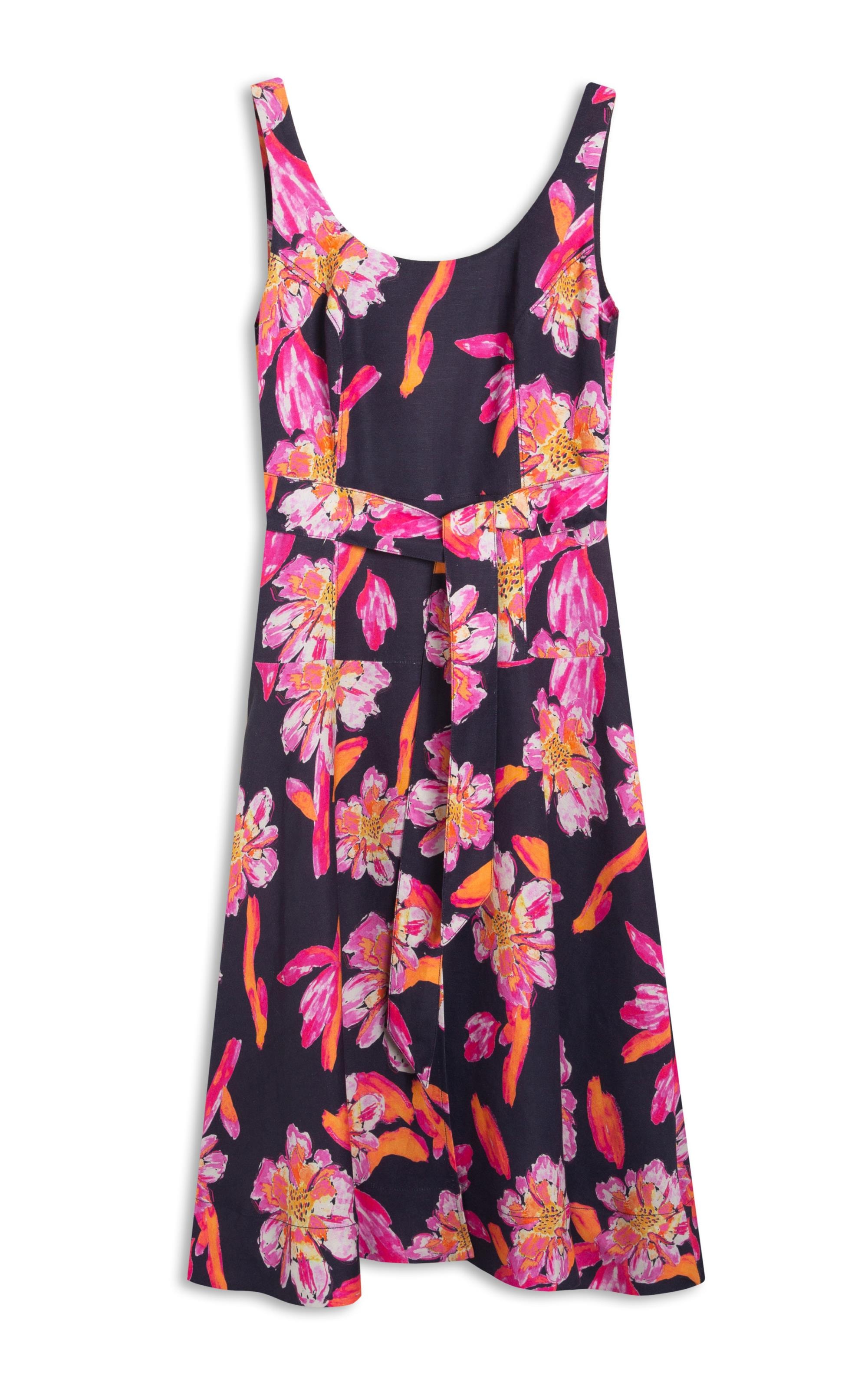 Vestido Linho  Grace  Estampa Artflower Dark Navy