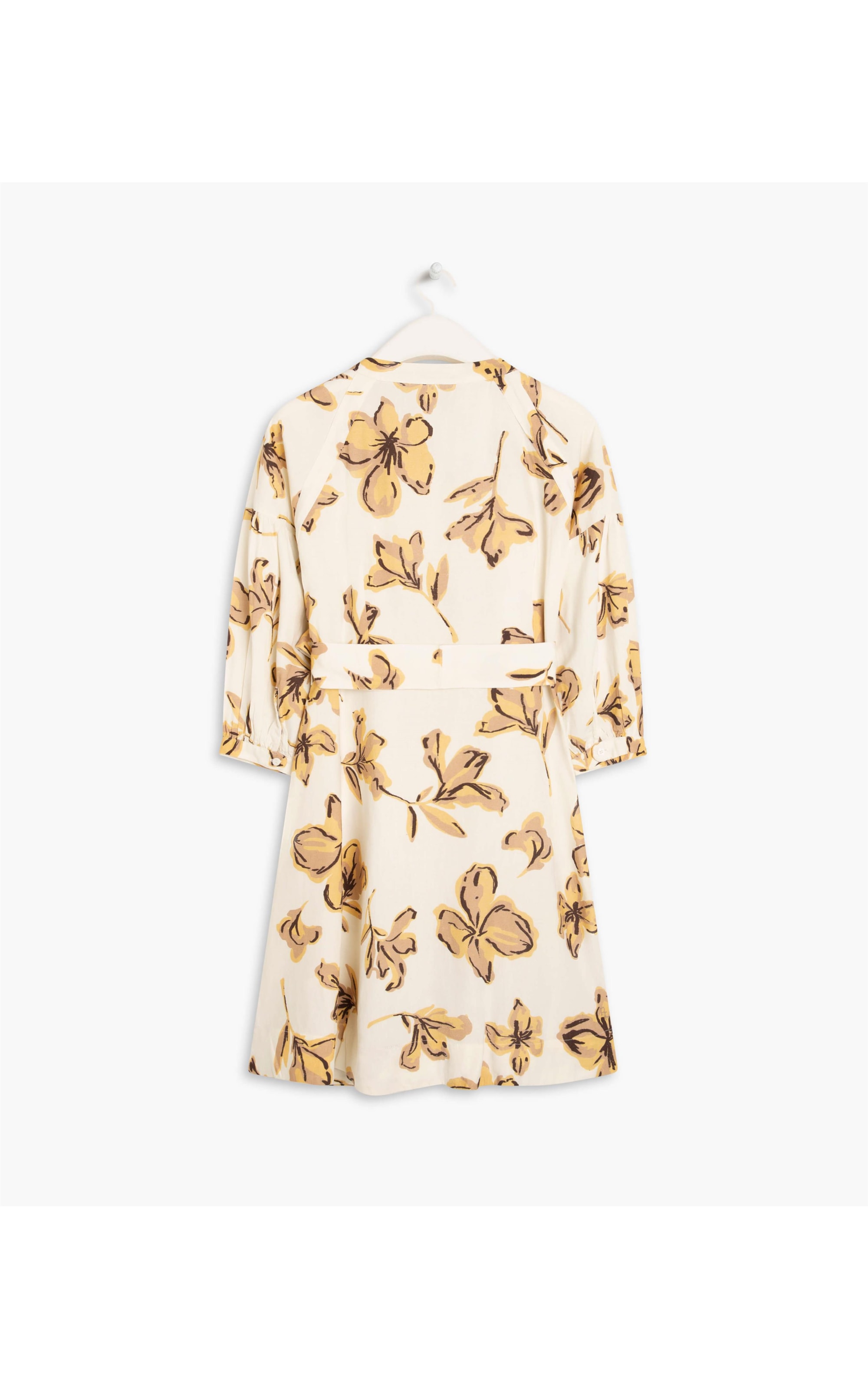 Vestido Linho  Hamptons Est Floral Rabisco Natural