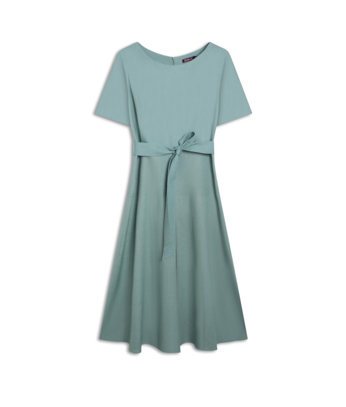 Vestido Linho  Ina  Liso Verde Claro
