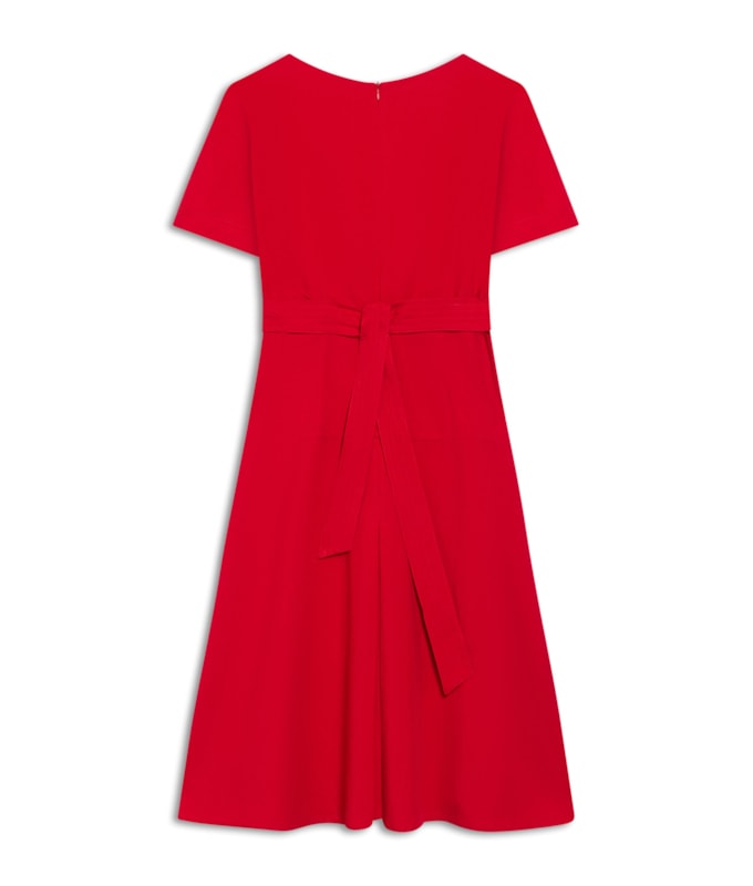Vestido Linho  Ina  Liso Vermelho Vivo