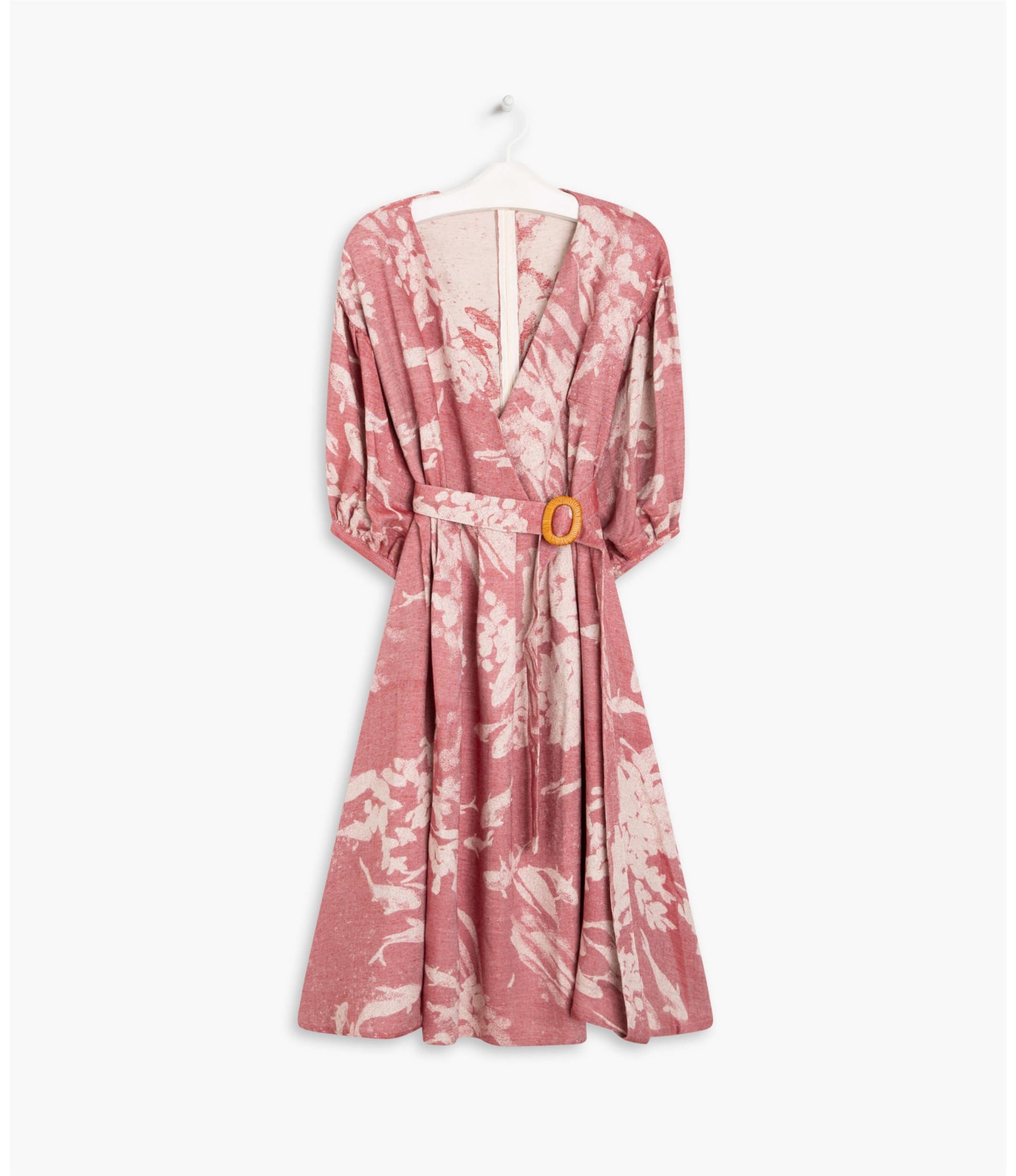  Vestido Linho  Koi Jacquard Carpas Cereja