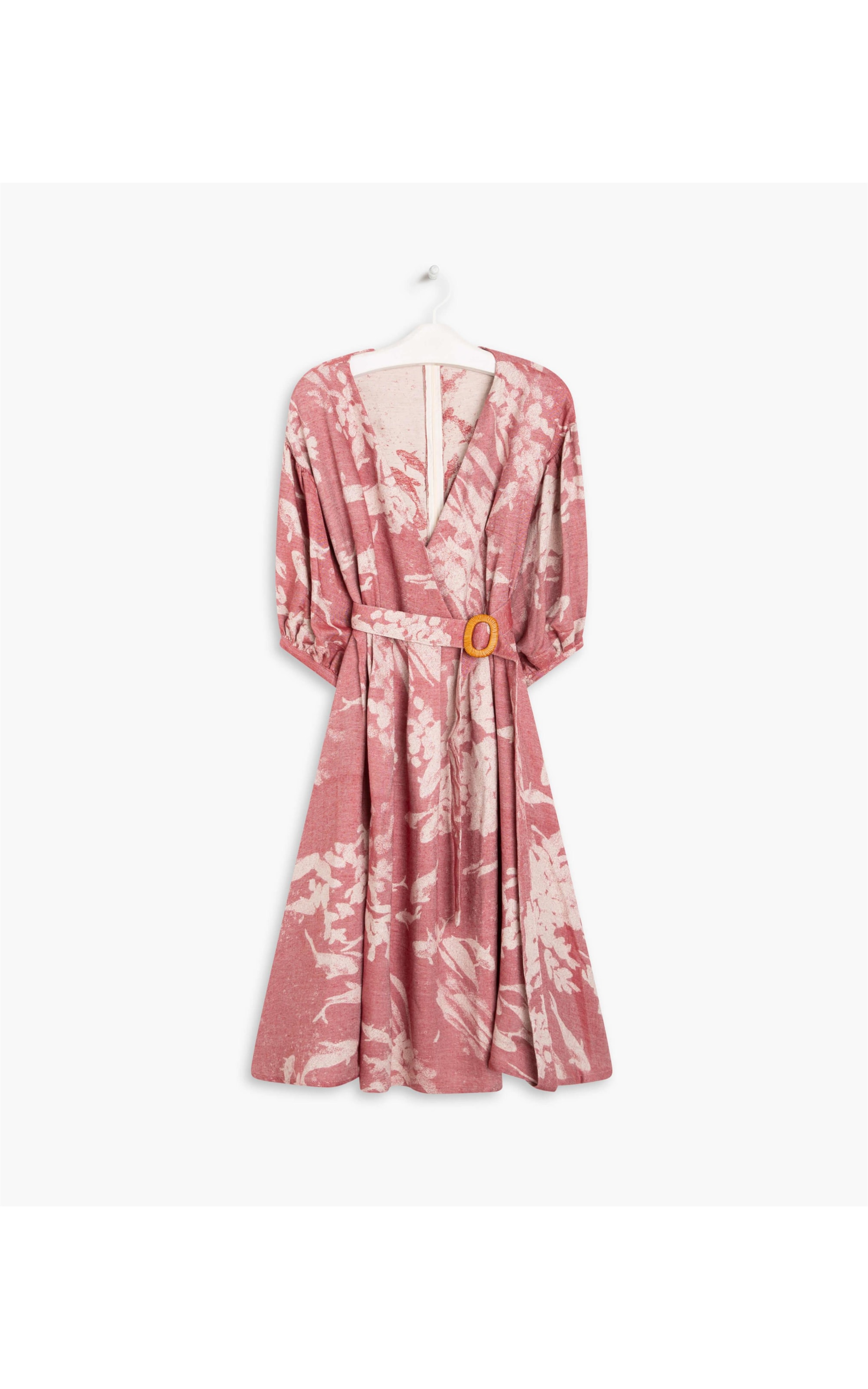  Vestido Linho  Koi Jacquard Carpas Cereja