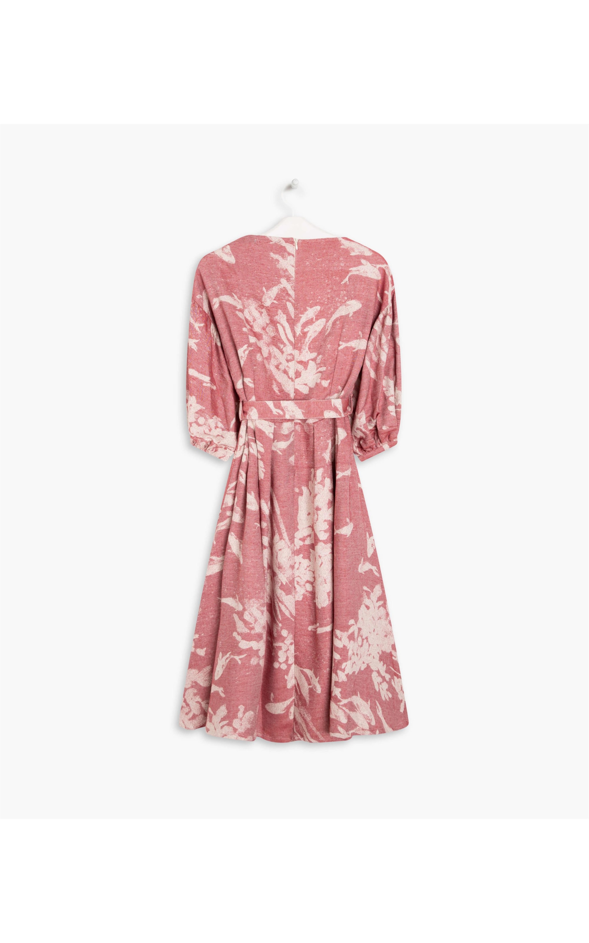  Vestido Linho  Koi Jacquard Carpas Cereja