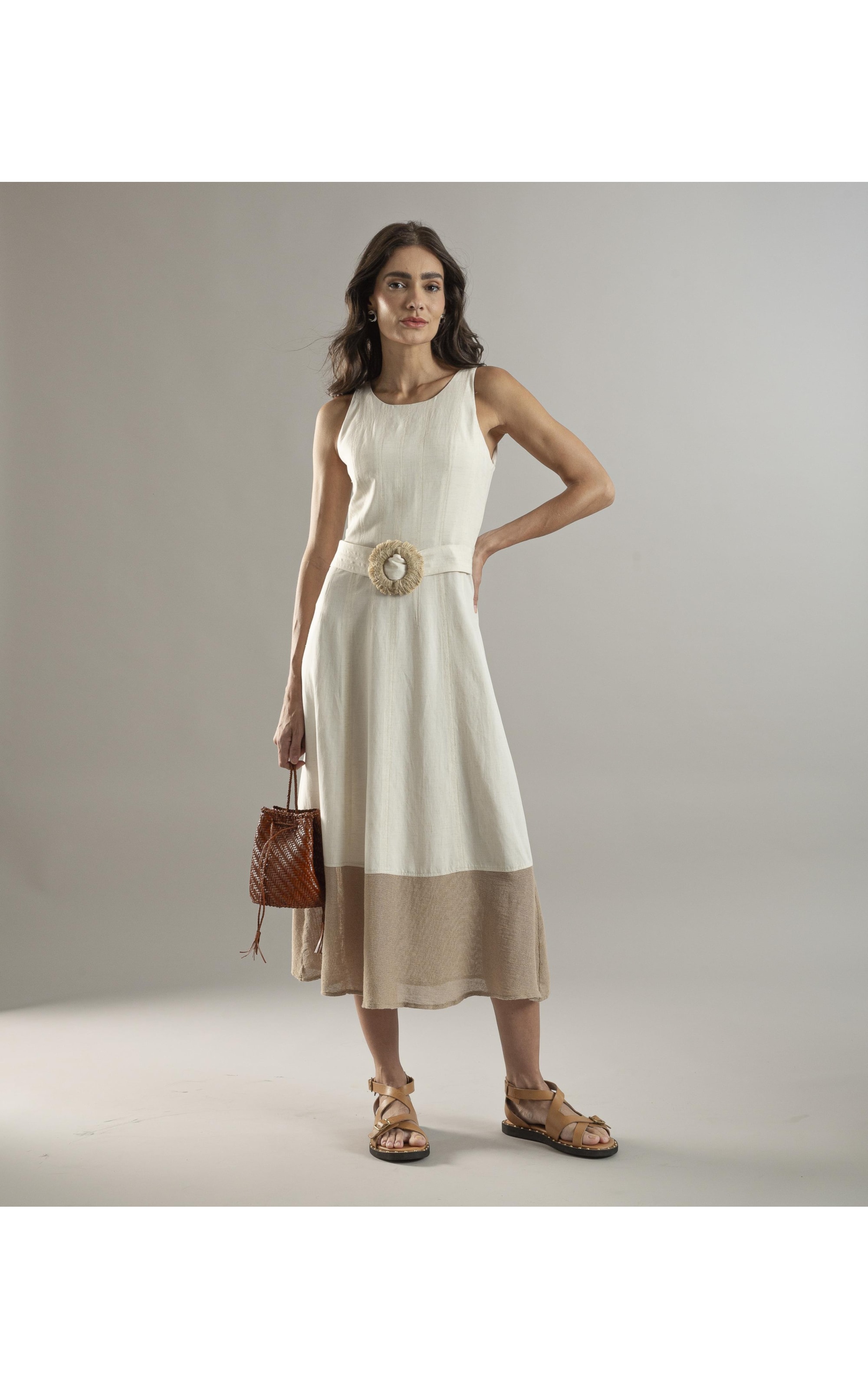 Vestido Linho  Lapa  Liso Natural