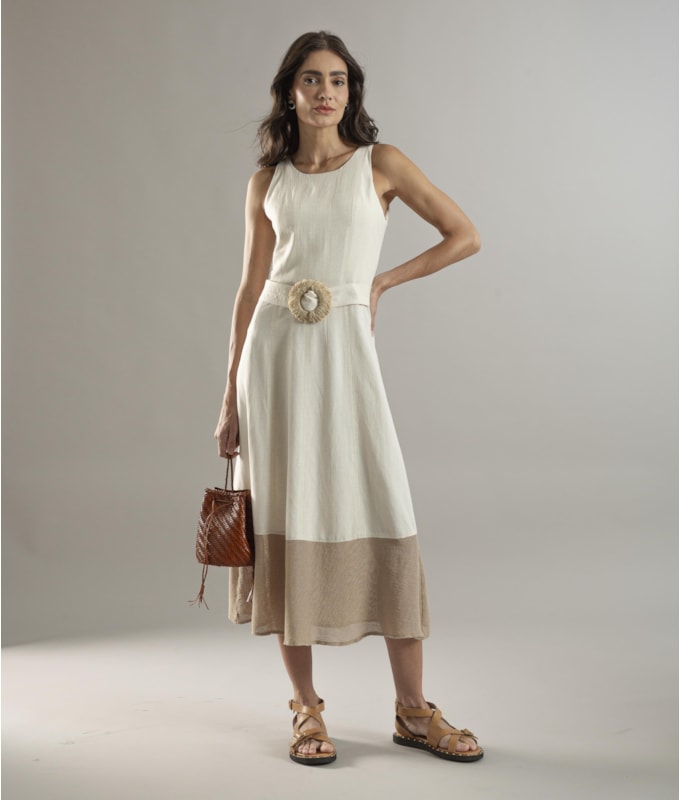 Vestido Linho  Lapa  Liso Natural