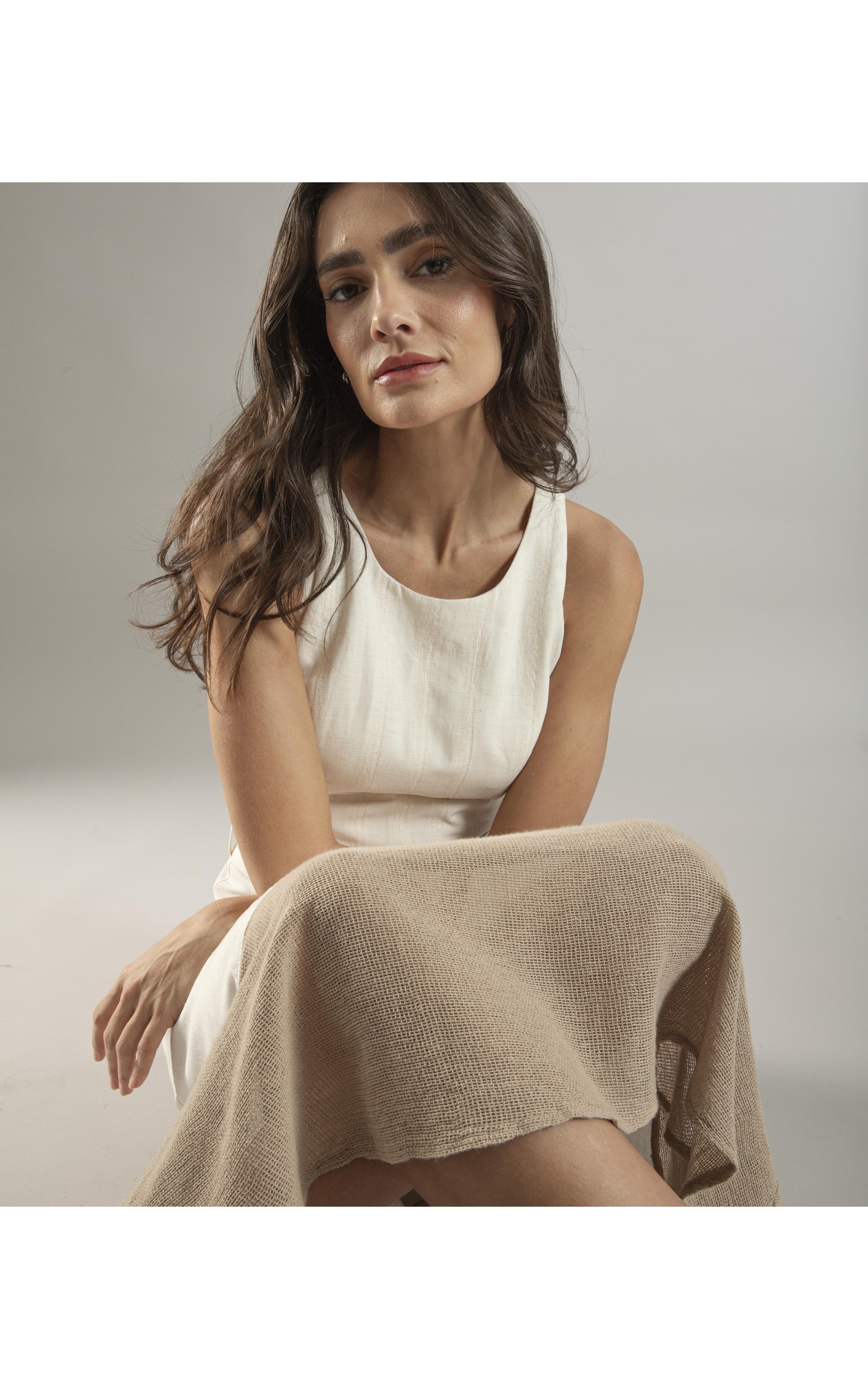 Vestido Linho  Lapa  Liso Natural