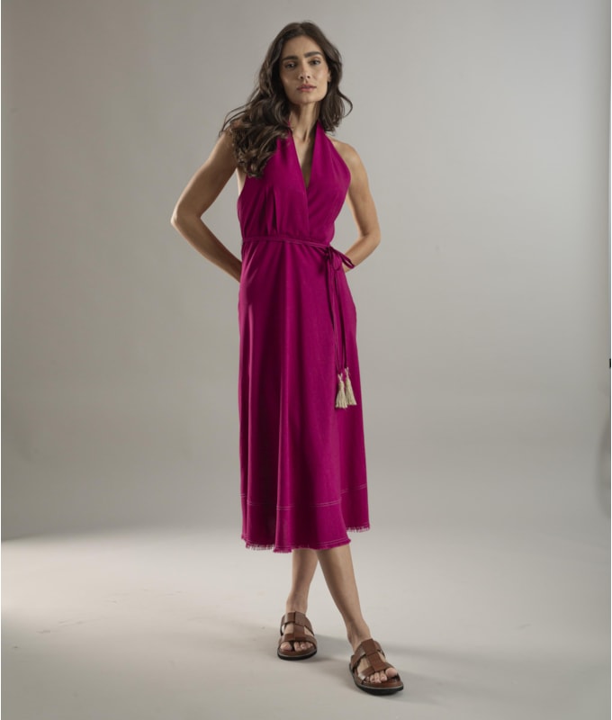 Vestido Linho  Laranjeiras  Liso Magenta