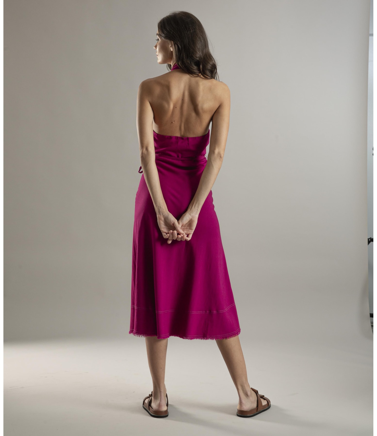 Vestido Linho  Laranjeiras  Liso Magenta