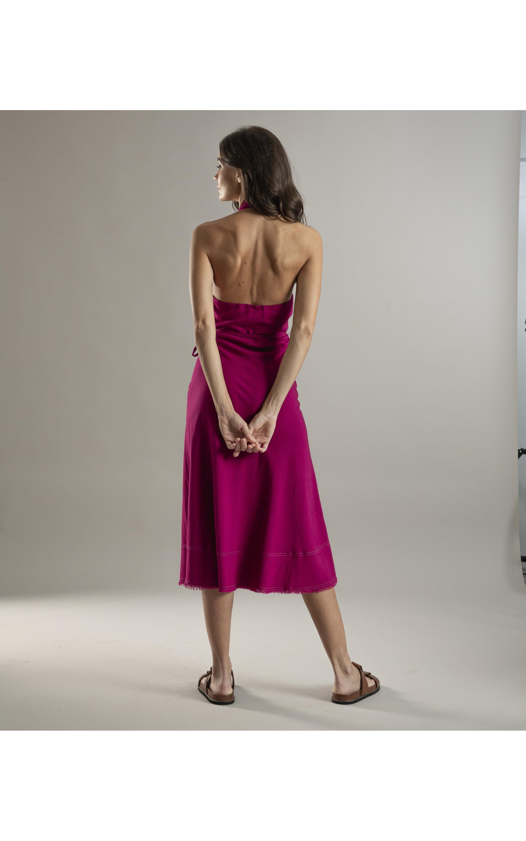 Vestido Linho  Laranjeiras  Liso Magenta