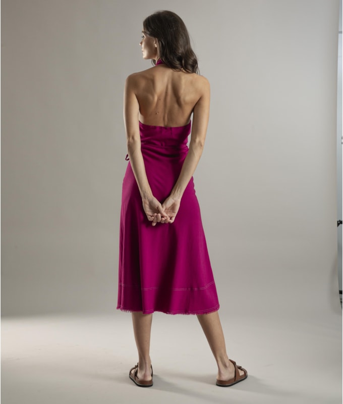 Vestido Linho  Laranjeiras  Liso Magenta
