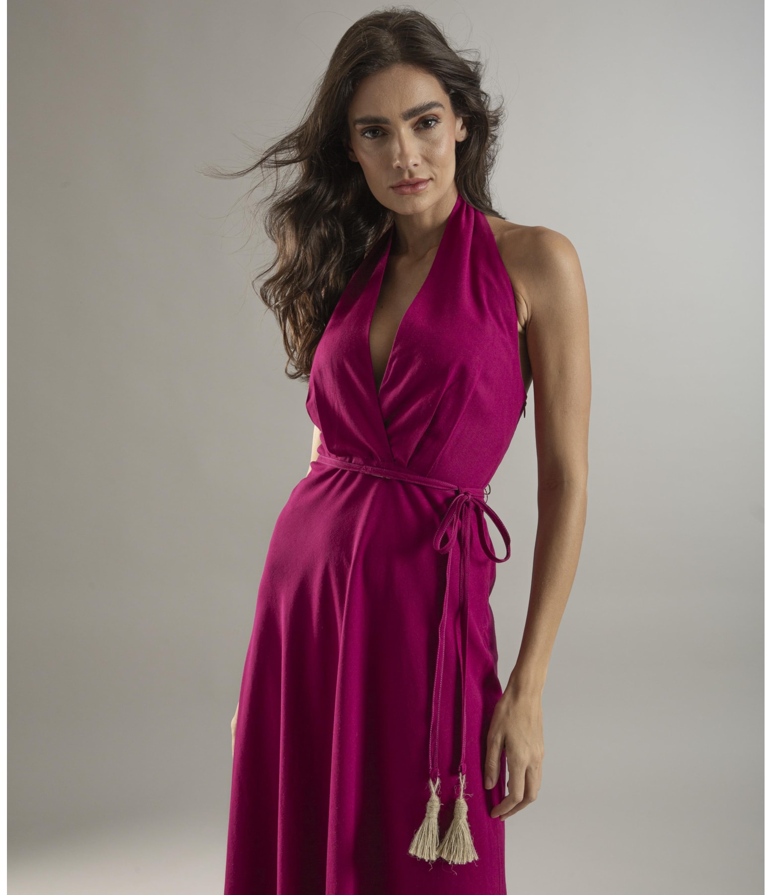 Vestido Linho  Laranjeiras  Liso Magenta