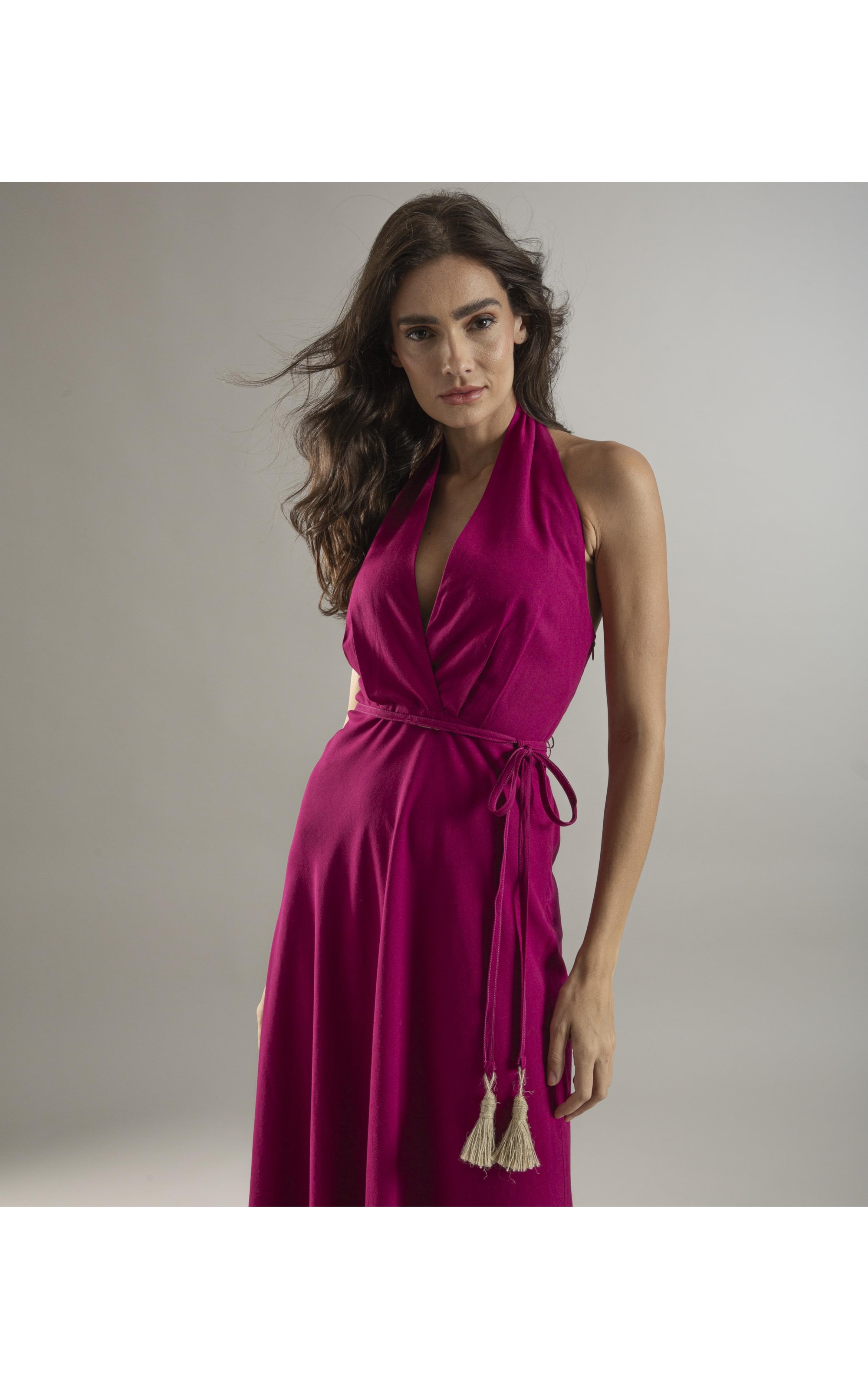 Vestido Linho  Laranjeiras  Liso Magenta