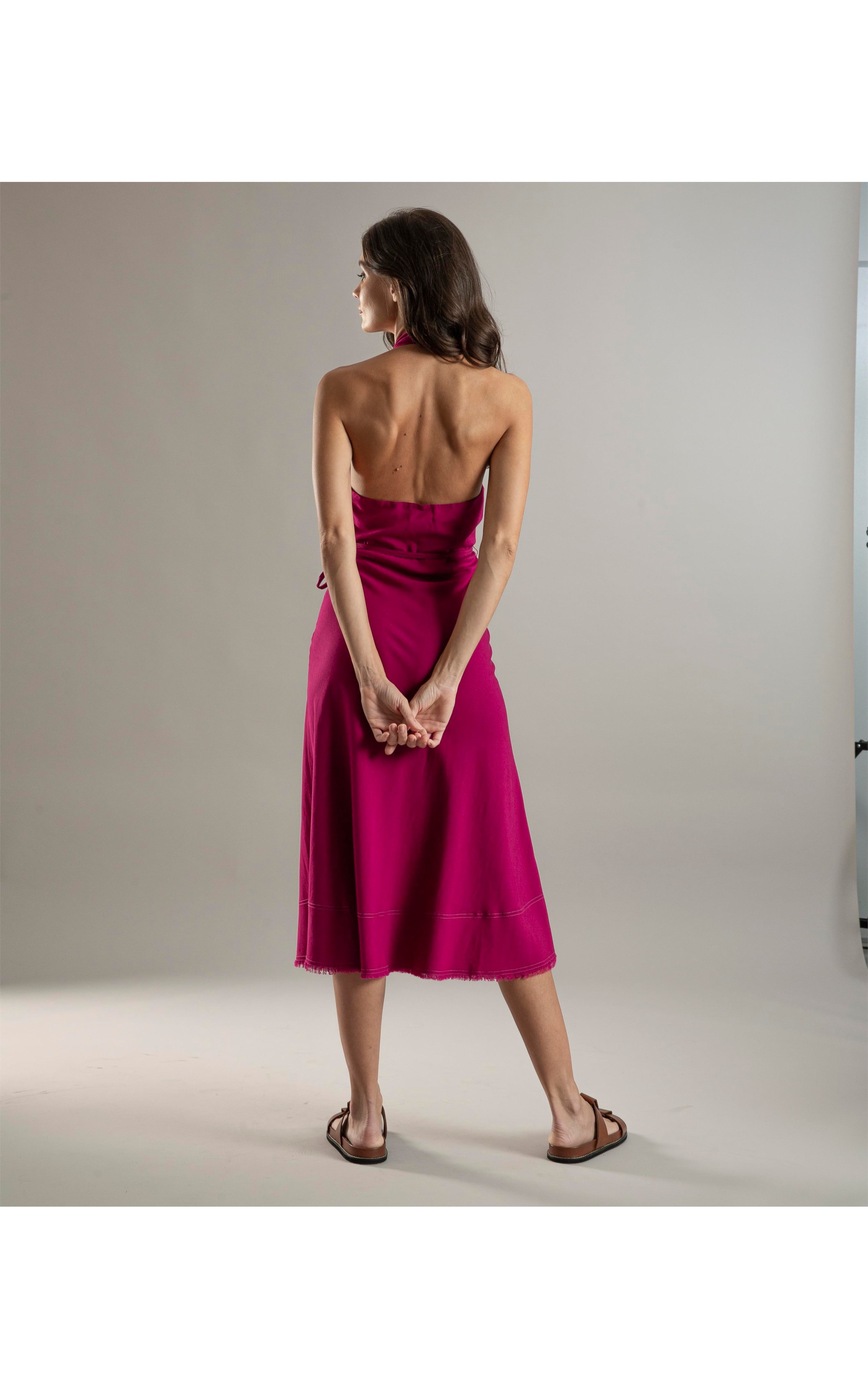 Vestido Linho  Laranjeiras  Liso Magenta
