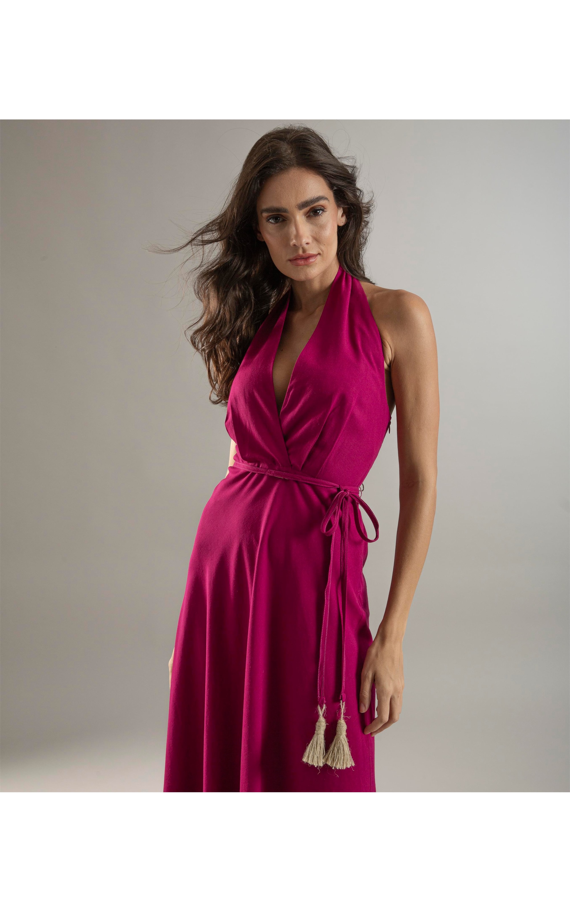 Vestido Linho  Laranjeiras  Liso Magenta