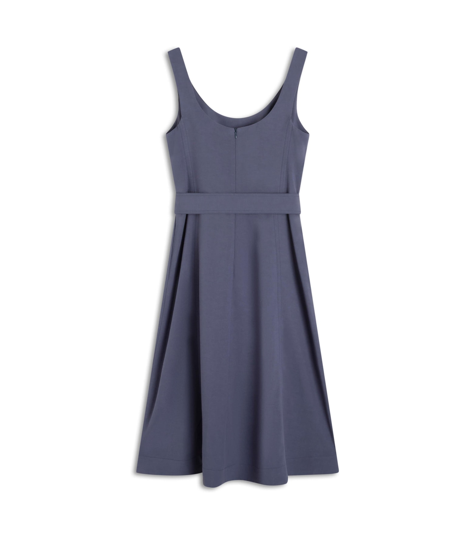 Vestido Linho  Lena  Liso Azul Medio