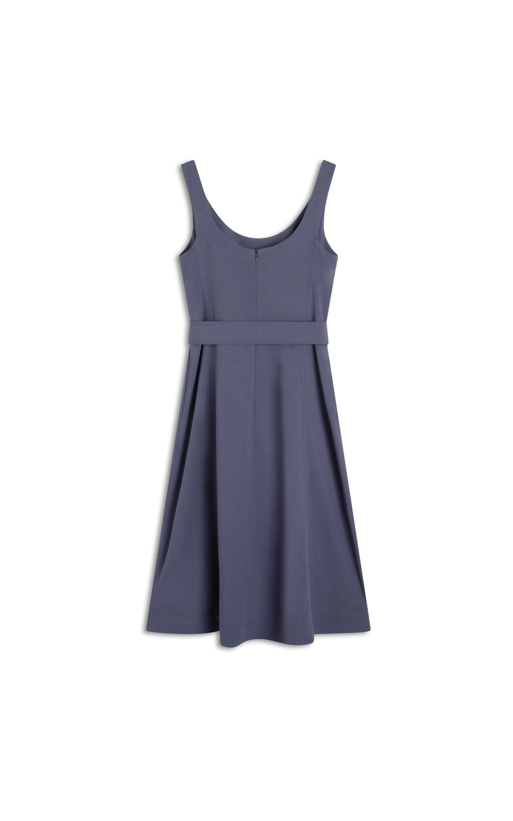 Vestido Linho  Lena  Liso Azul Medio