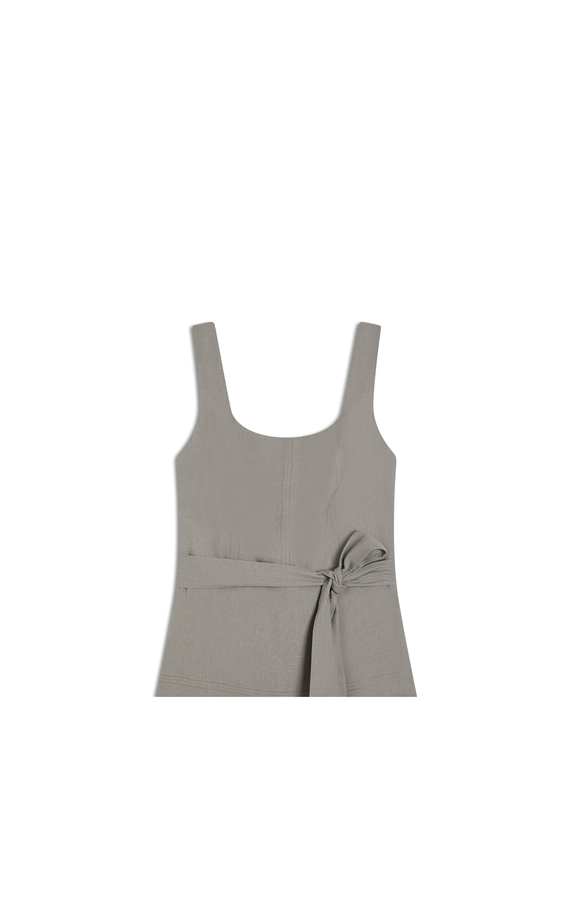 Vestido Linho  Libia  Liso Caqui