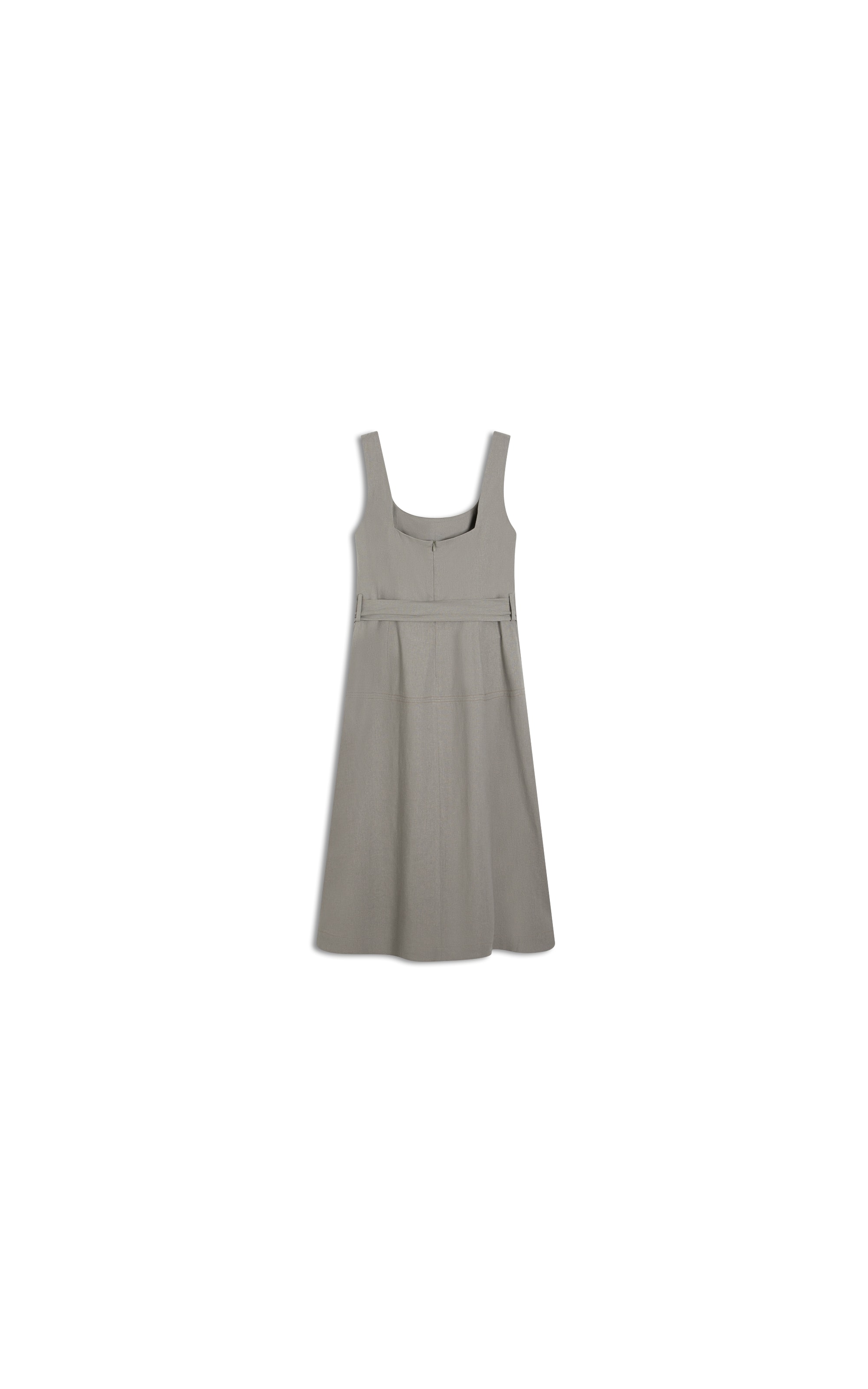 Vestido Linho  Libia  Liso Caqui