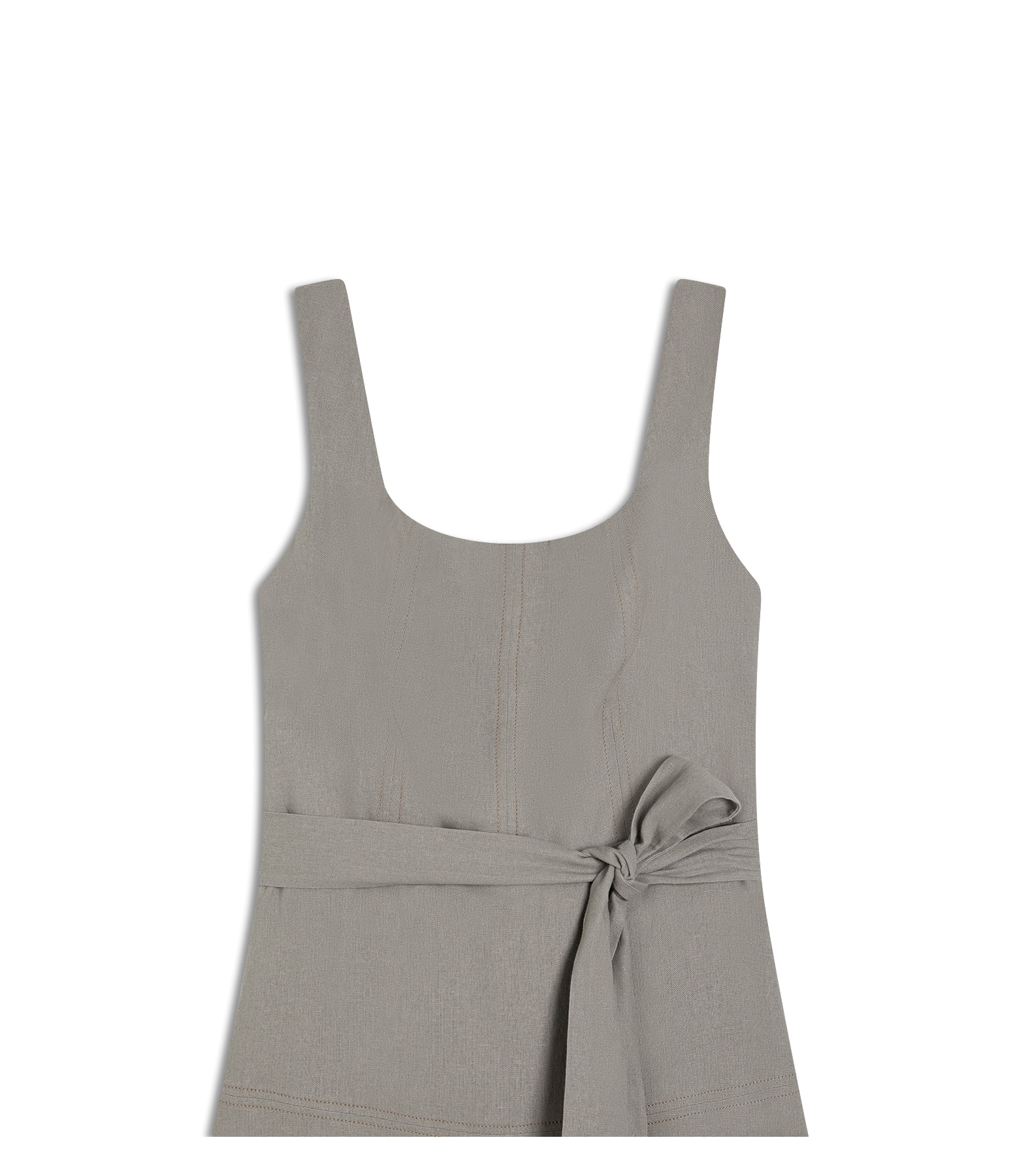 Vestido Linho  Libia  Liso Caqui