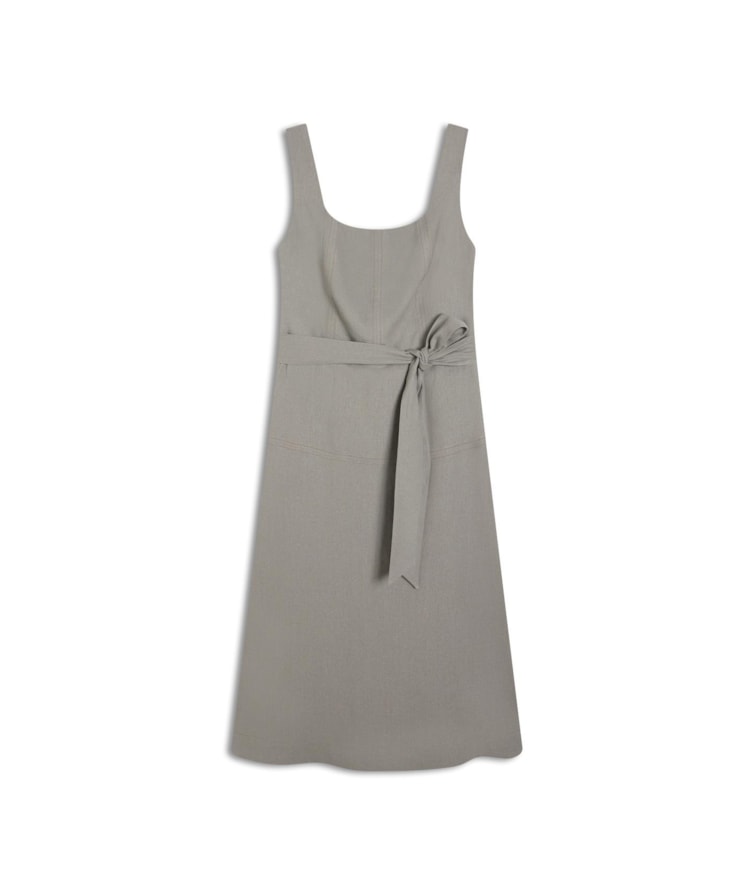 Vestido Linho  Libia  Liso Caqui