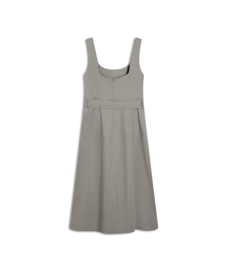 Vestido Linho  Libia  Liso Caqui