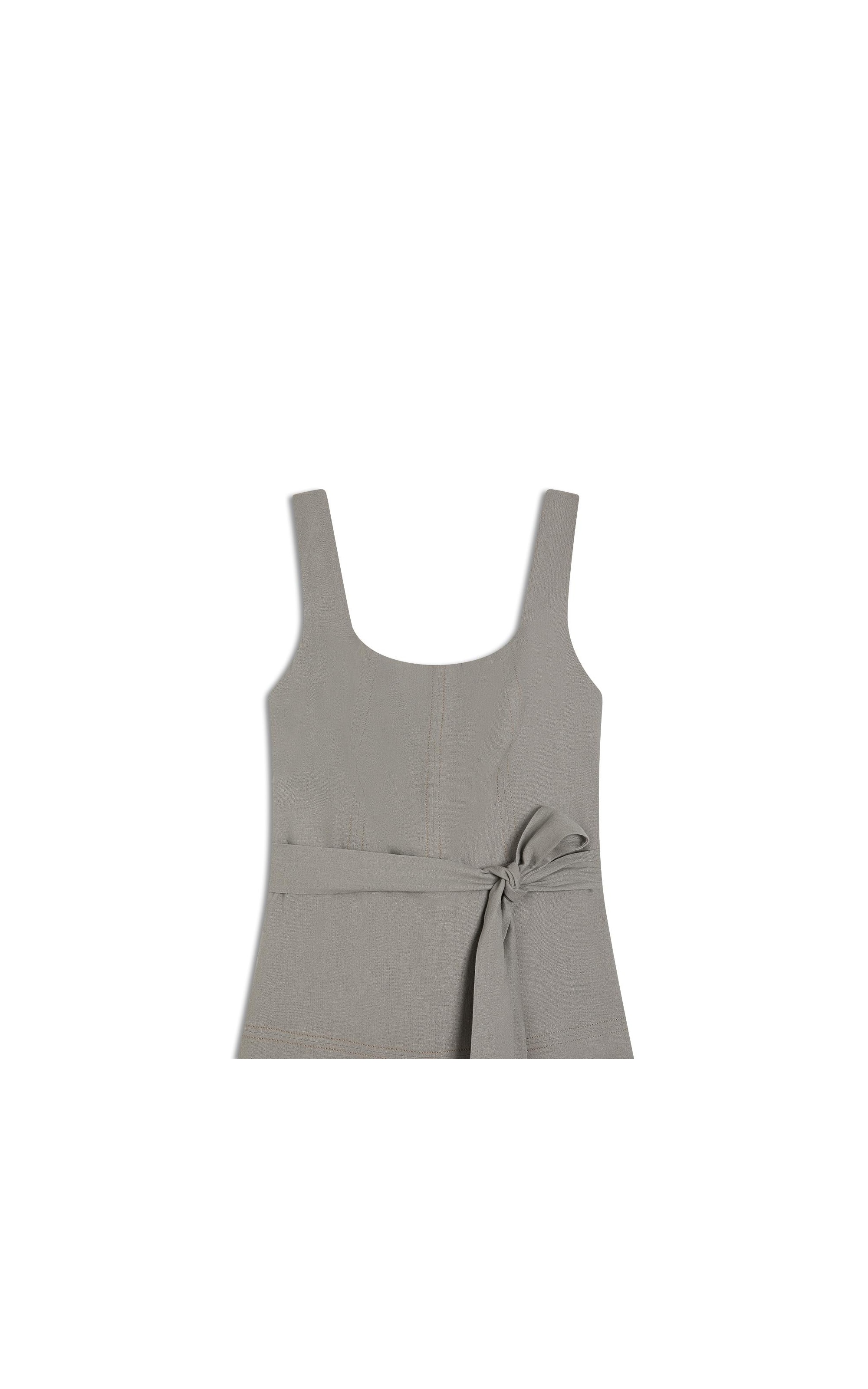 Vestido Linho  Libia  Liso Caqui