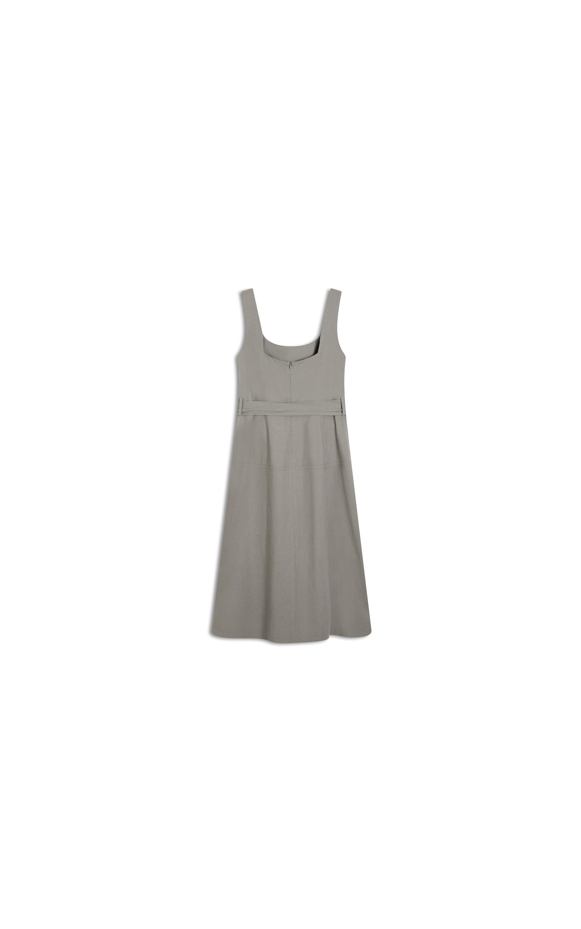 Vestido Linho  Libia  Liso Caqui