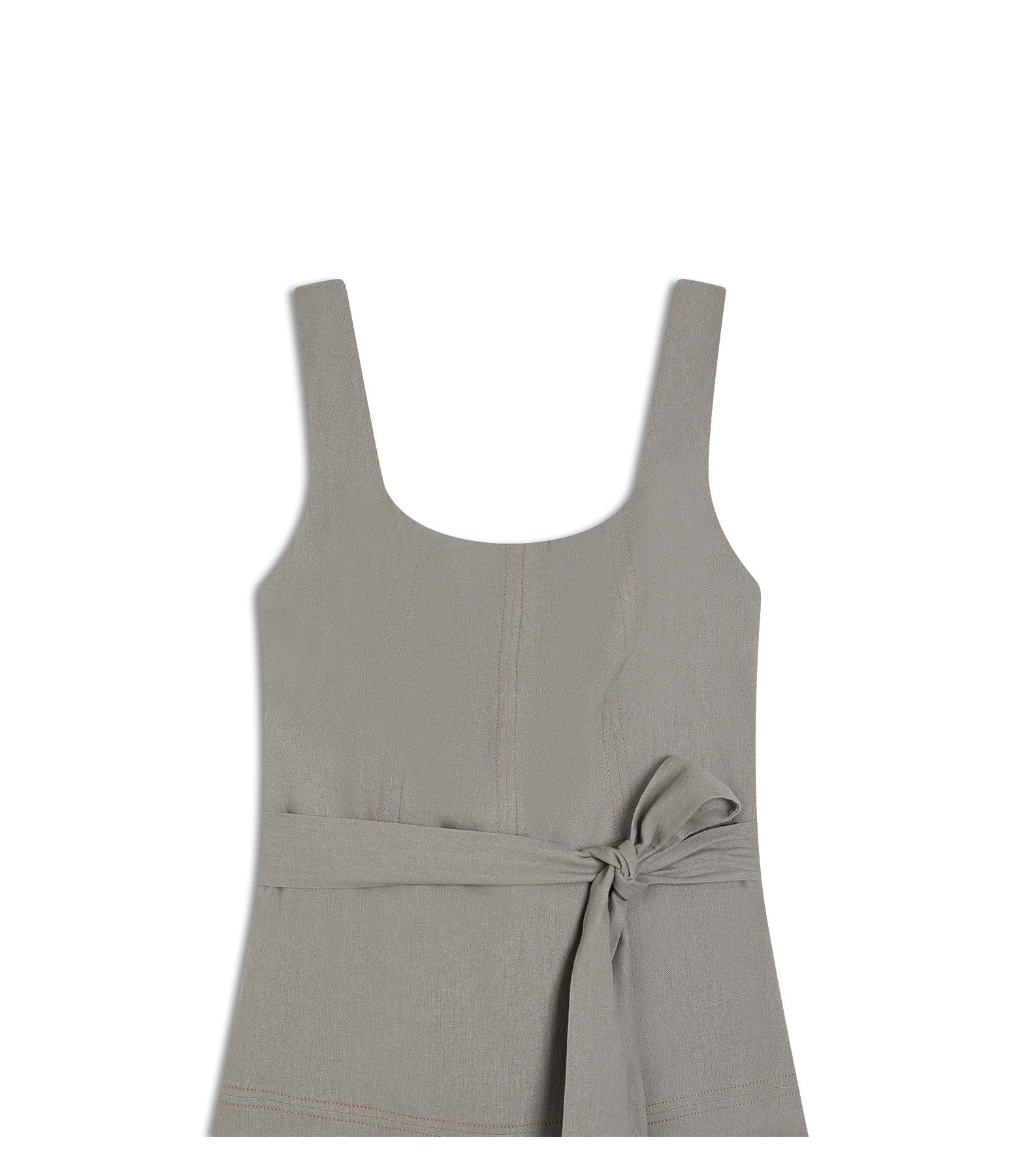 Vestido Linho  Libia  Liso Caqui