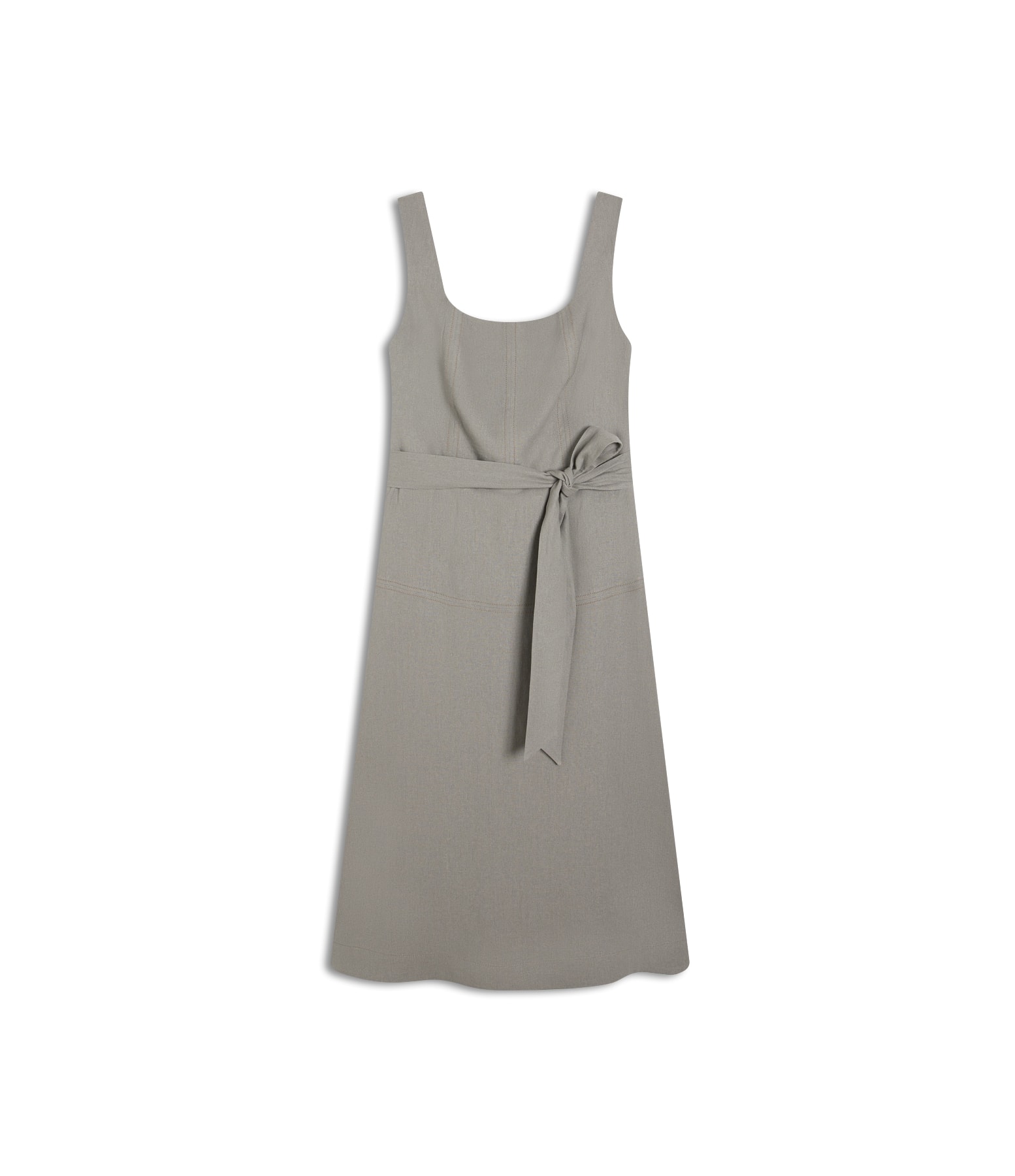 Vestido Linho  Libia  Liso Caqui
