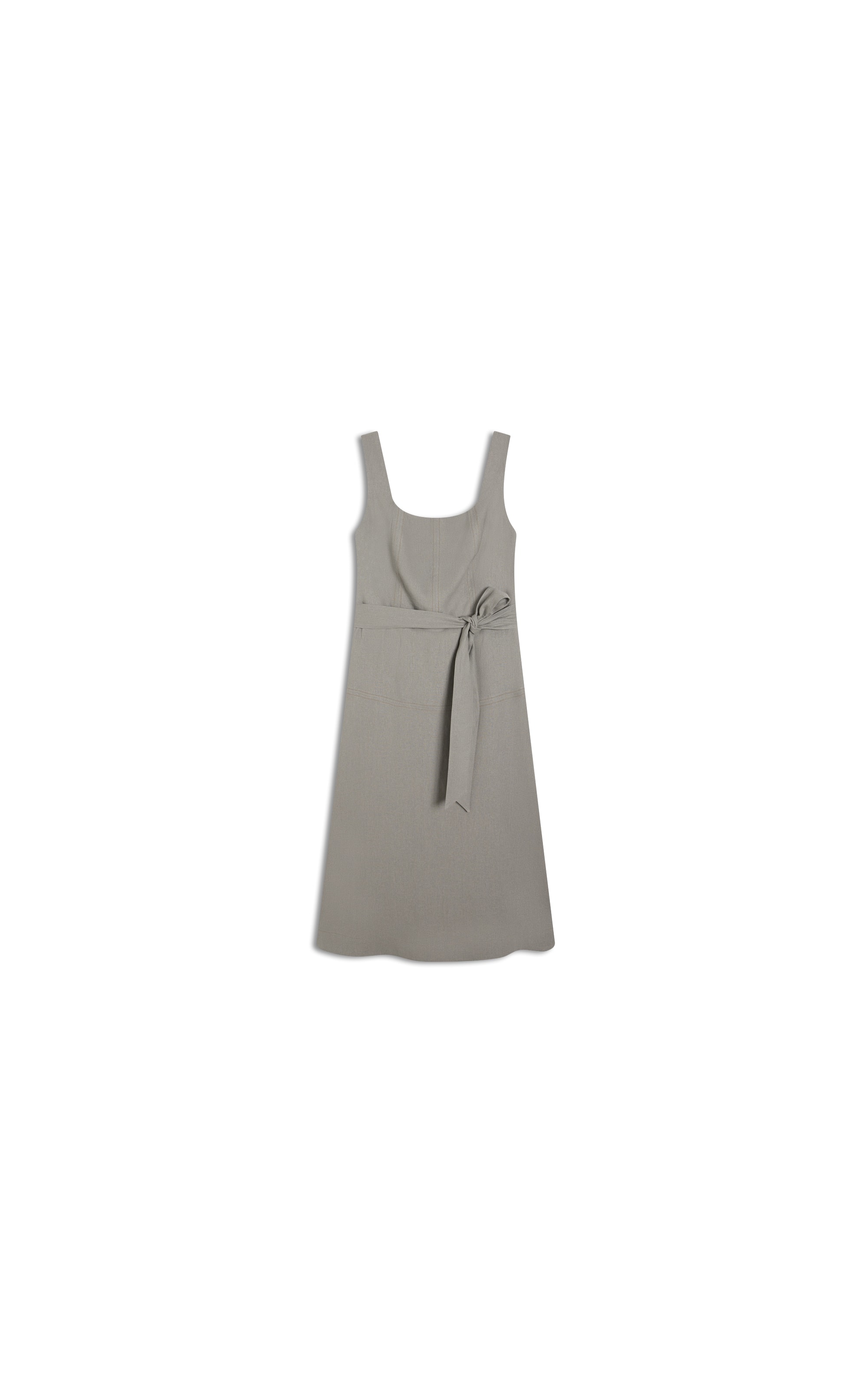 Vestido Linho  Libia  Liso Caqui