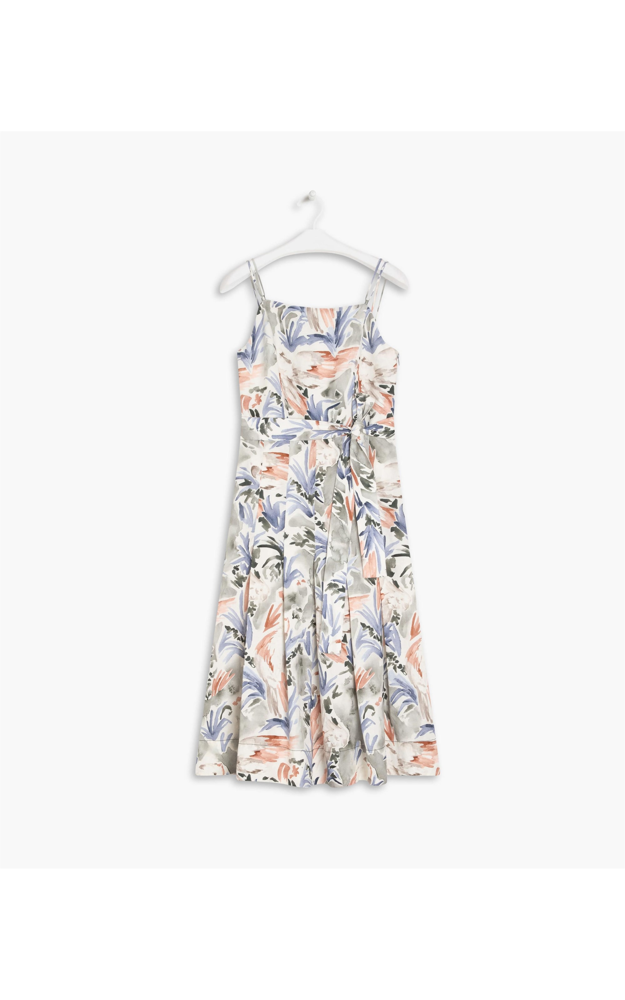 Vestido Linho  Liz  Estampa Araras Verde Army