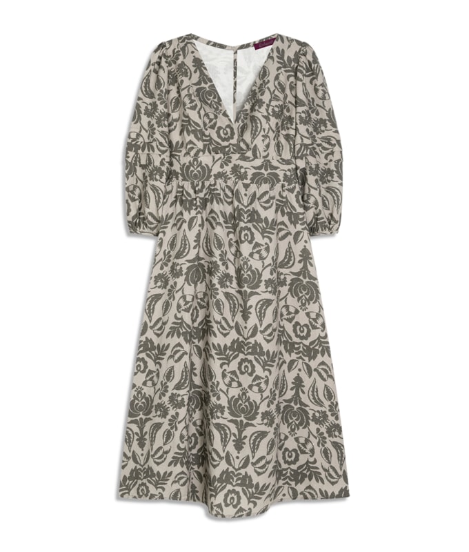 Vestido Linho  Luma  Est Ikat Frida  Terra